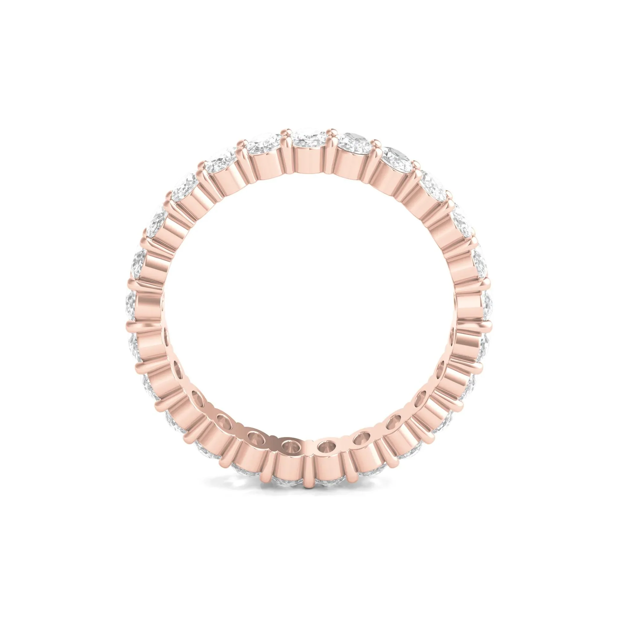 2 CT. Tw. Lab Grown Oval Diamond Eternity Band Ring 14K Rose Gold Size 9 4mm - Image 2