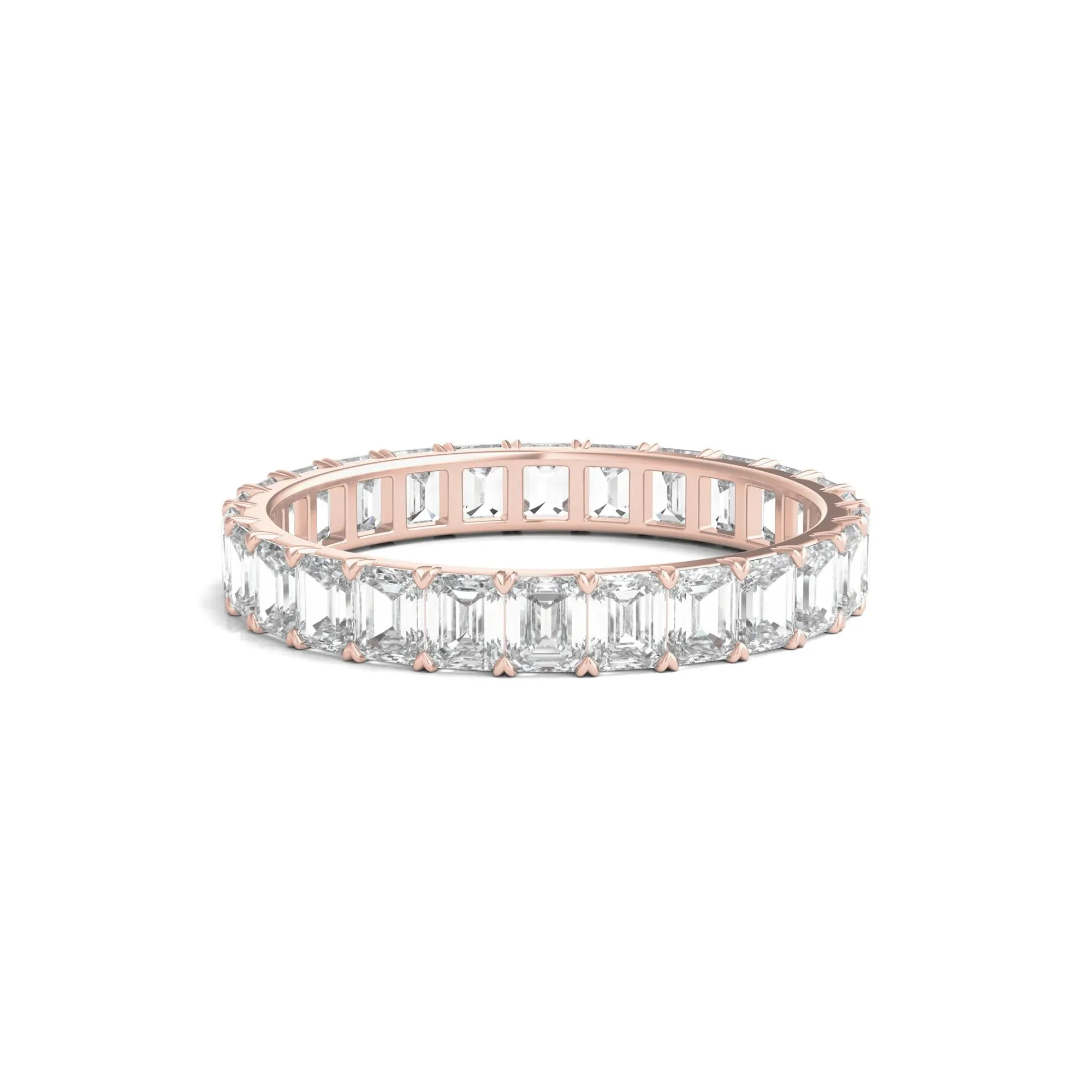 2 CT. Tw. Lab Grown Emerald-Cut Diamond Eternity Band Ring 14K Rose Gold Size 8 2mm