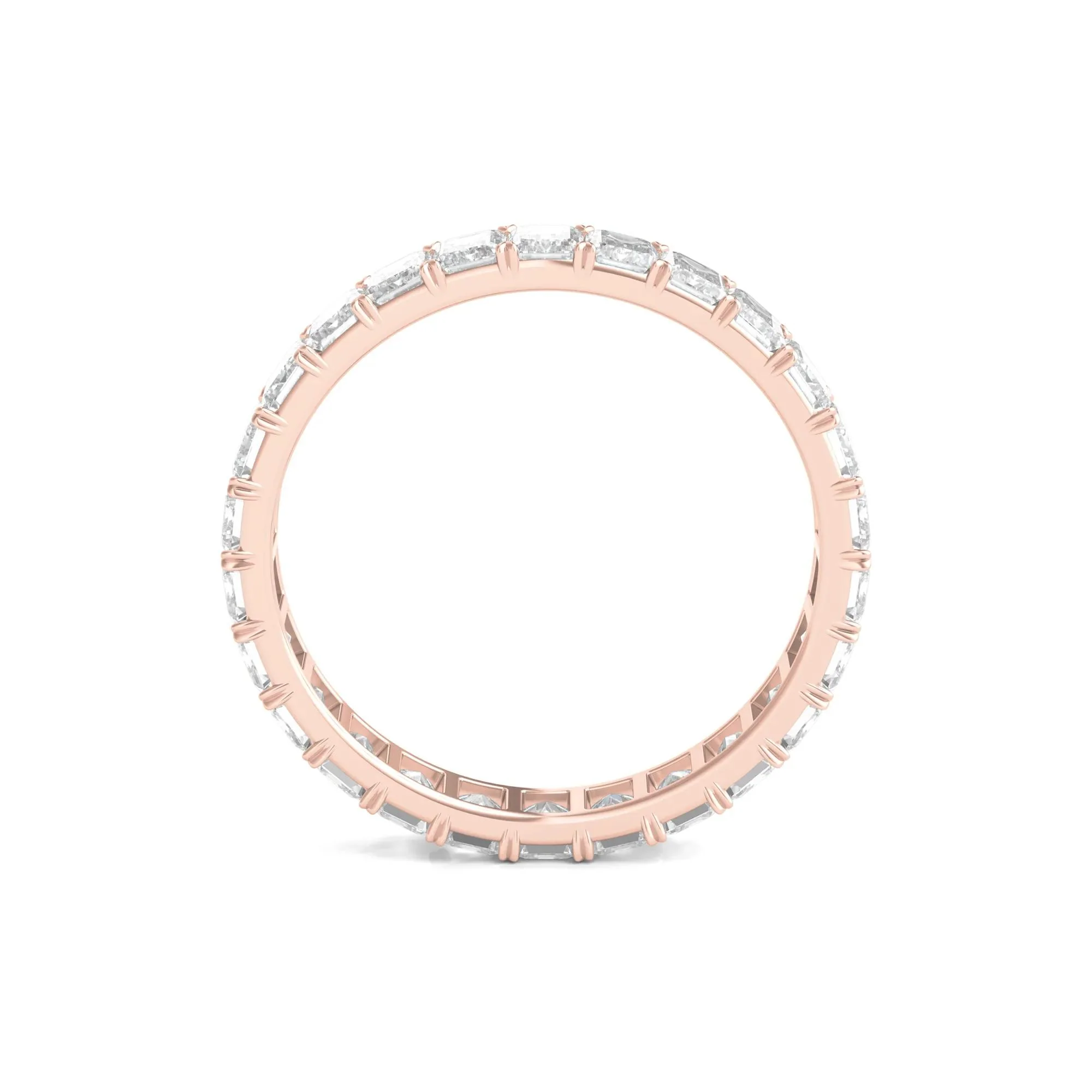 2 CT. Tw. Lab Grown Emerald-Cut Diamond Eternity Band Ring 14K Rose Gold Size 8 2mm - Image 2