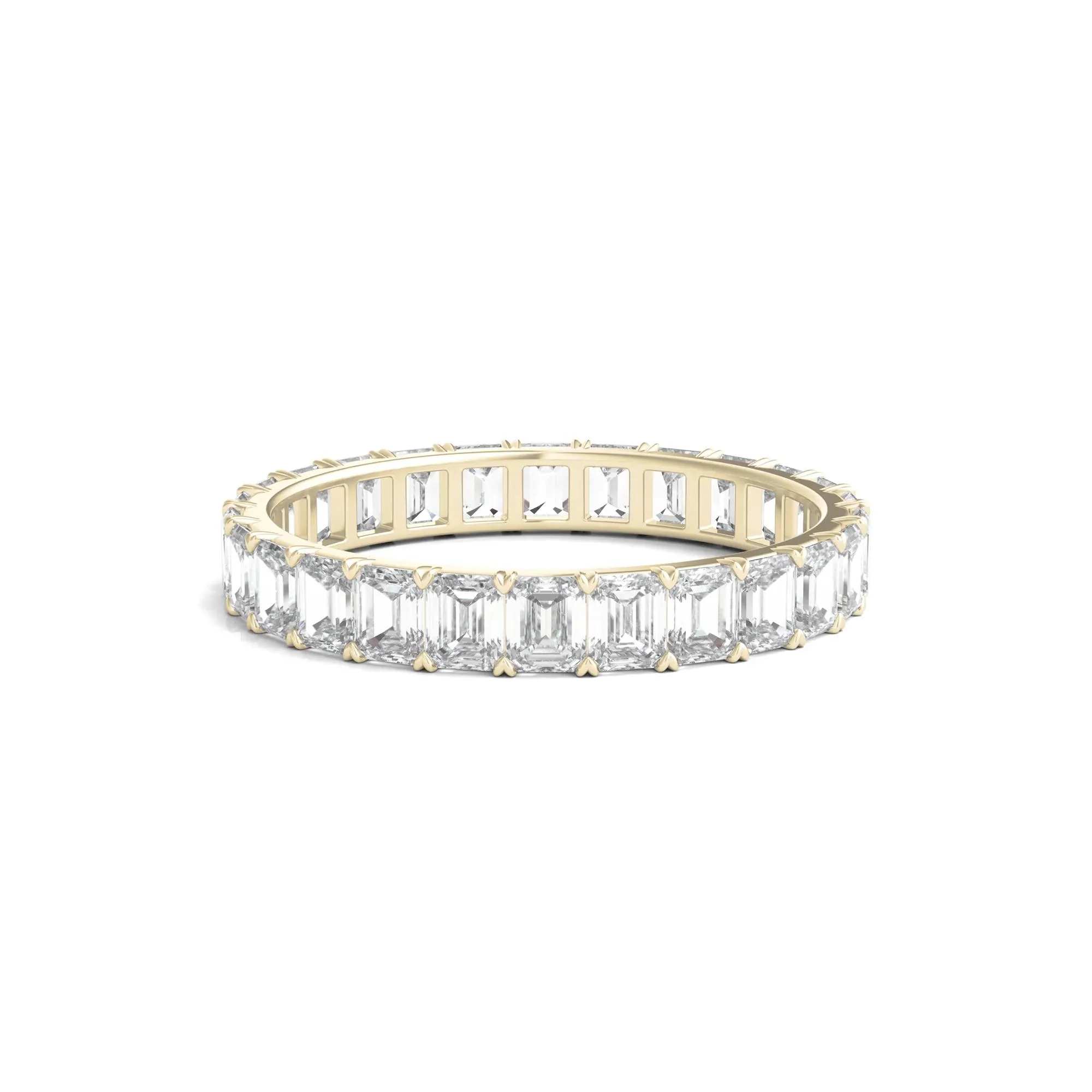 2 CT. Tw. Lab Grown Emerald-Cut Diamond Eternity Band Ring 14K Yellow Gold Size 4 3mm
