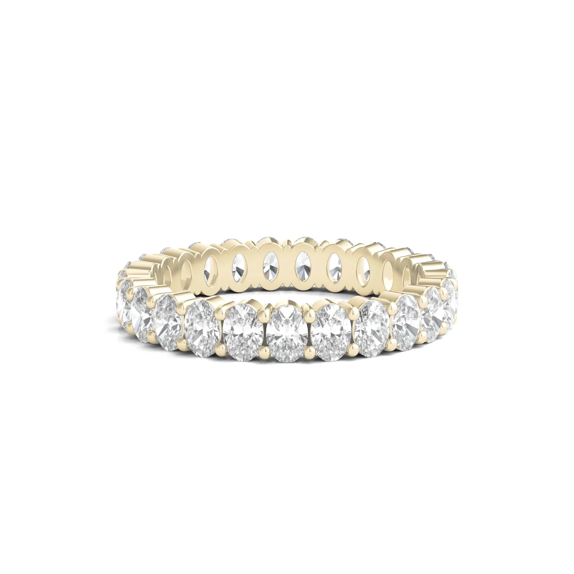 2 CT. Tw. Lab Grown Oval Diamond Eternity Band Ring 14K Yellow Gold Size 5.5 4mm