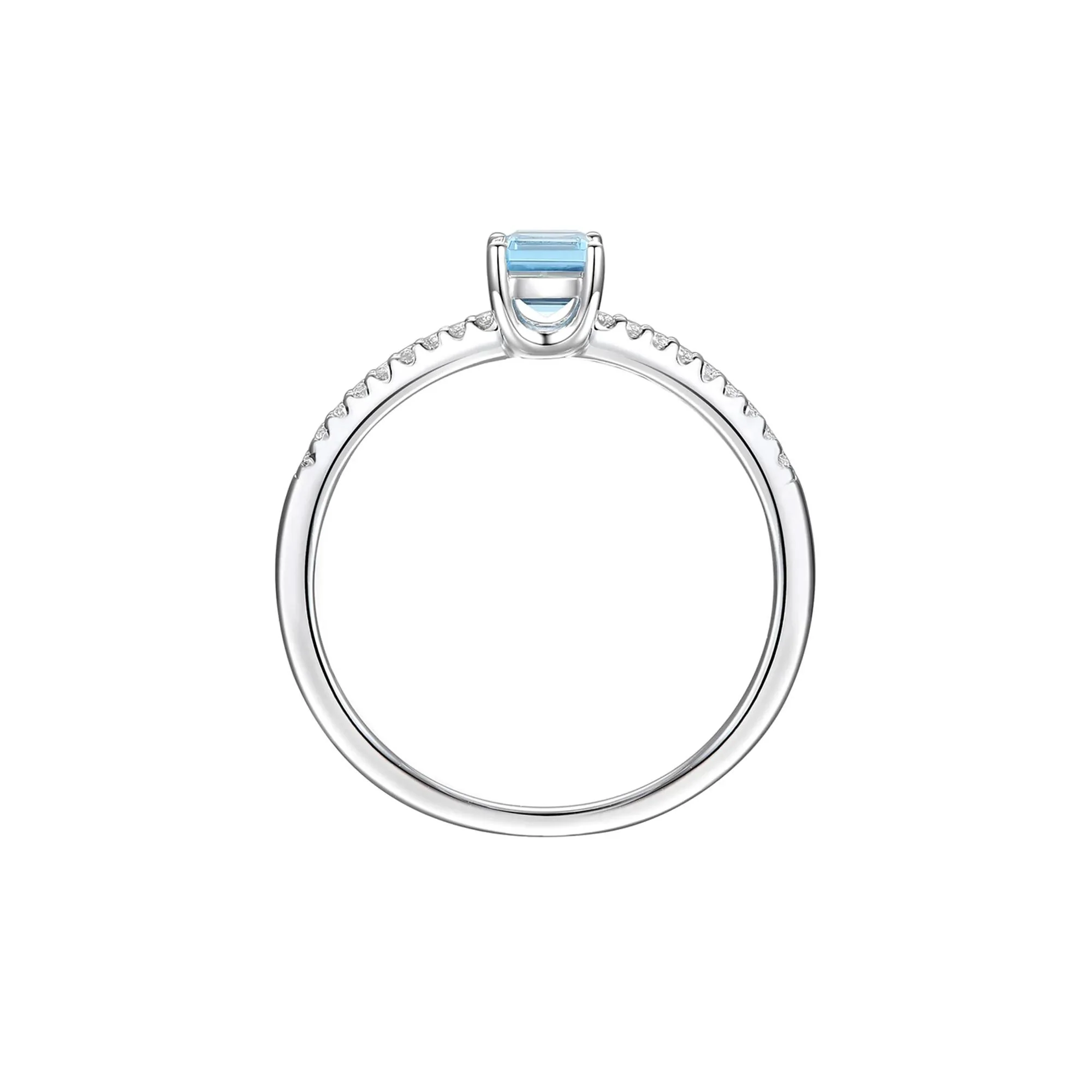 Blue Topaz and Lab Created White Sapphire Ring .925 Sterling Silver Size 6 1mm - Image 2
