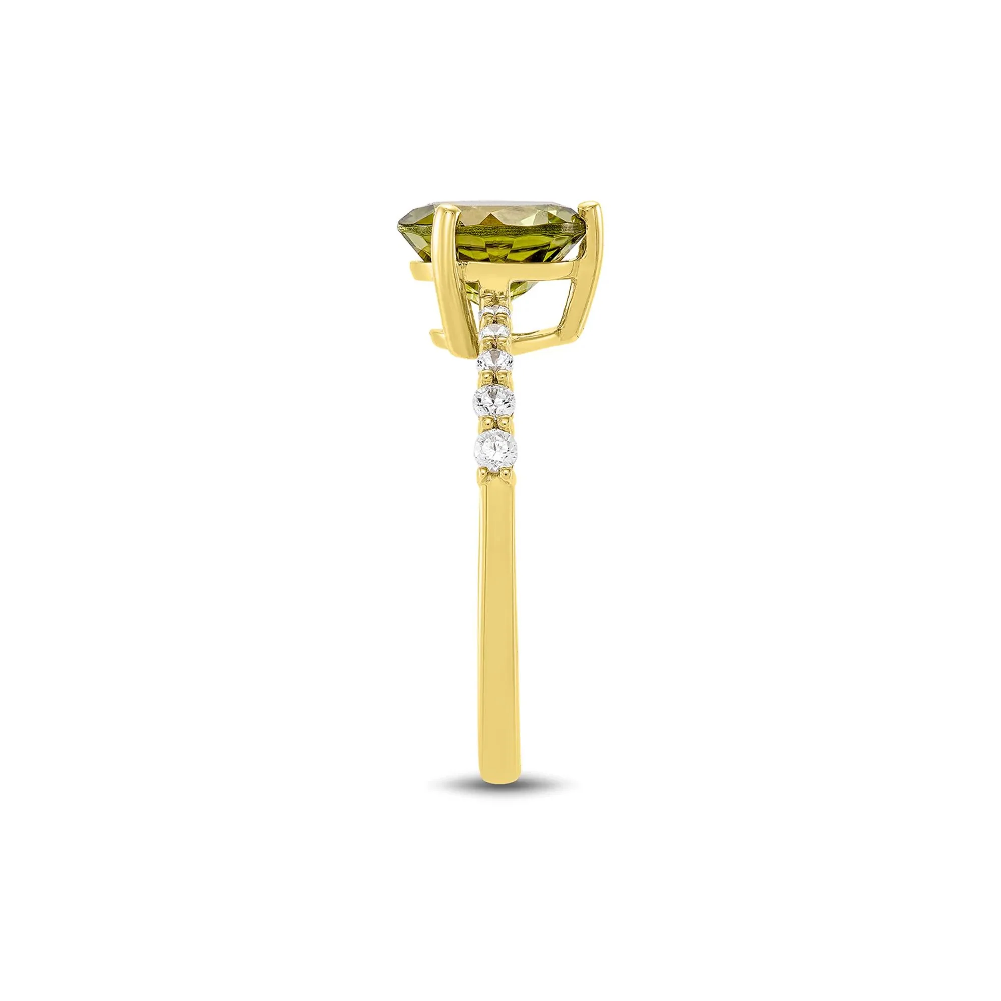 1/7 CT. Tw. Round Peridot & Diamond Ring 10K Yellow Gold Size 6.5 1mm - Image 3