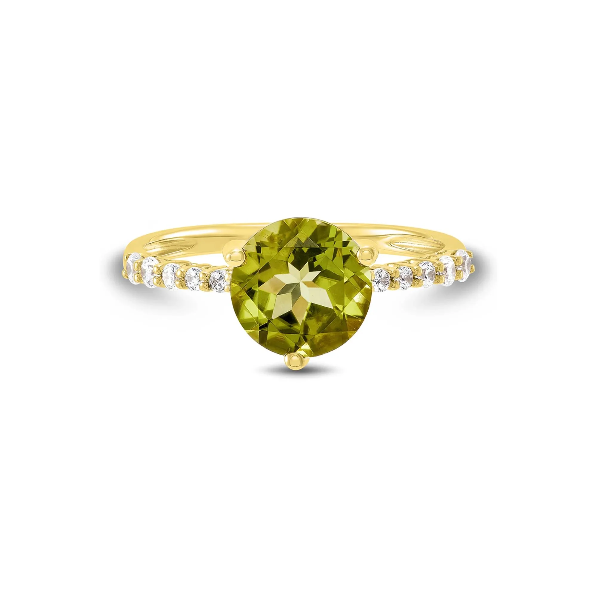 1/7 CT. Tw. Round Peridot & Diamond Ring 10K Yellow Gold Size 9 1mm