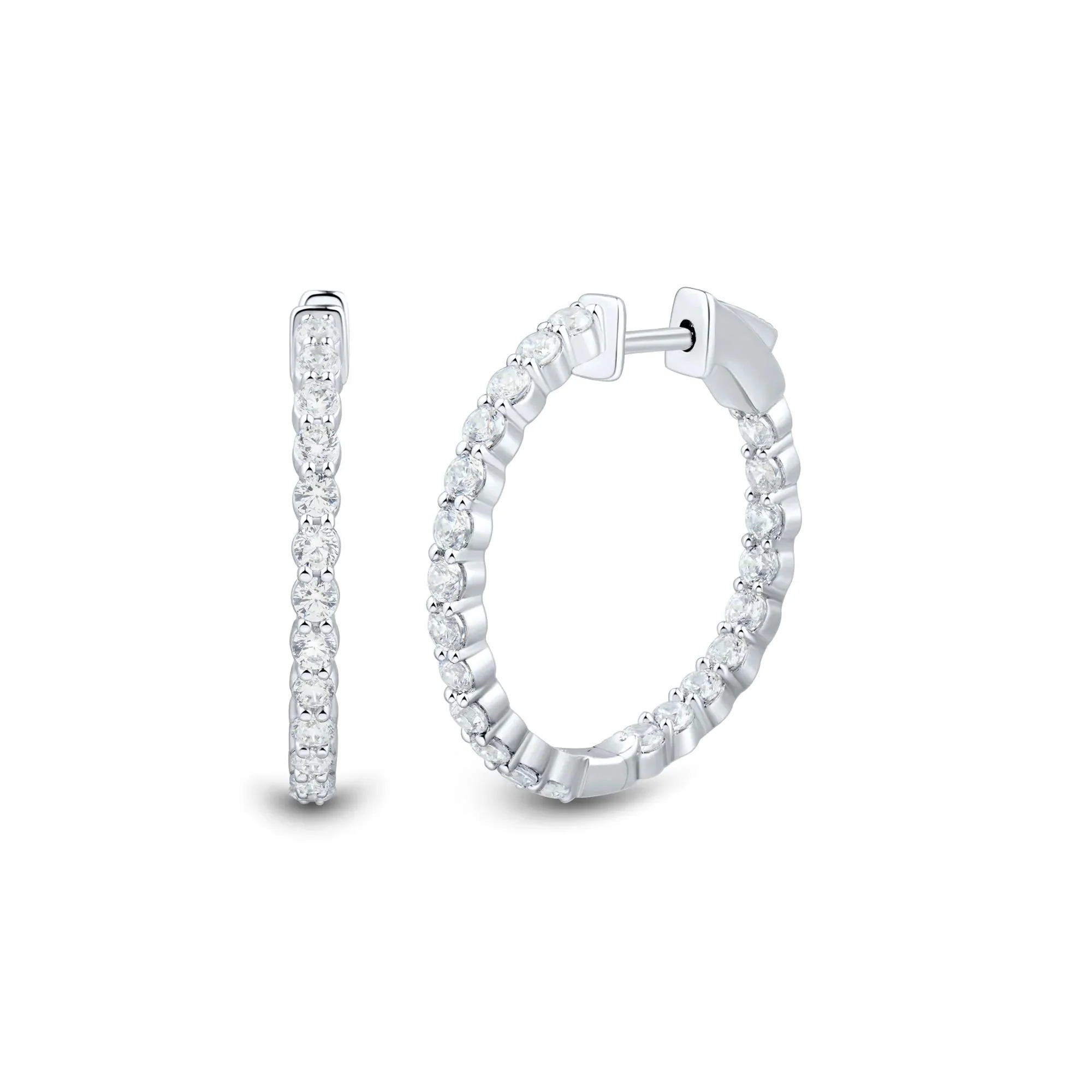 2 CT. Tw. Lab Grown Diamond Inside-Out Hoop Earrings 10K White Gold Size 26.00mm