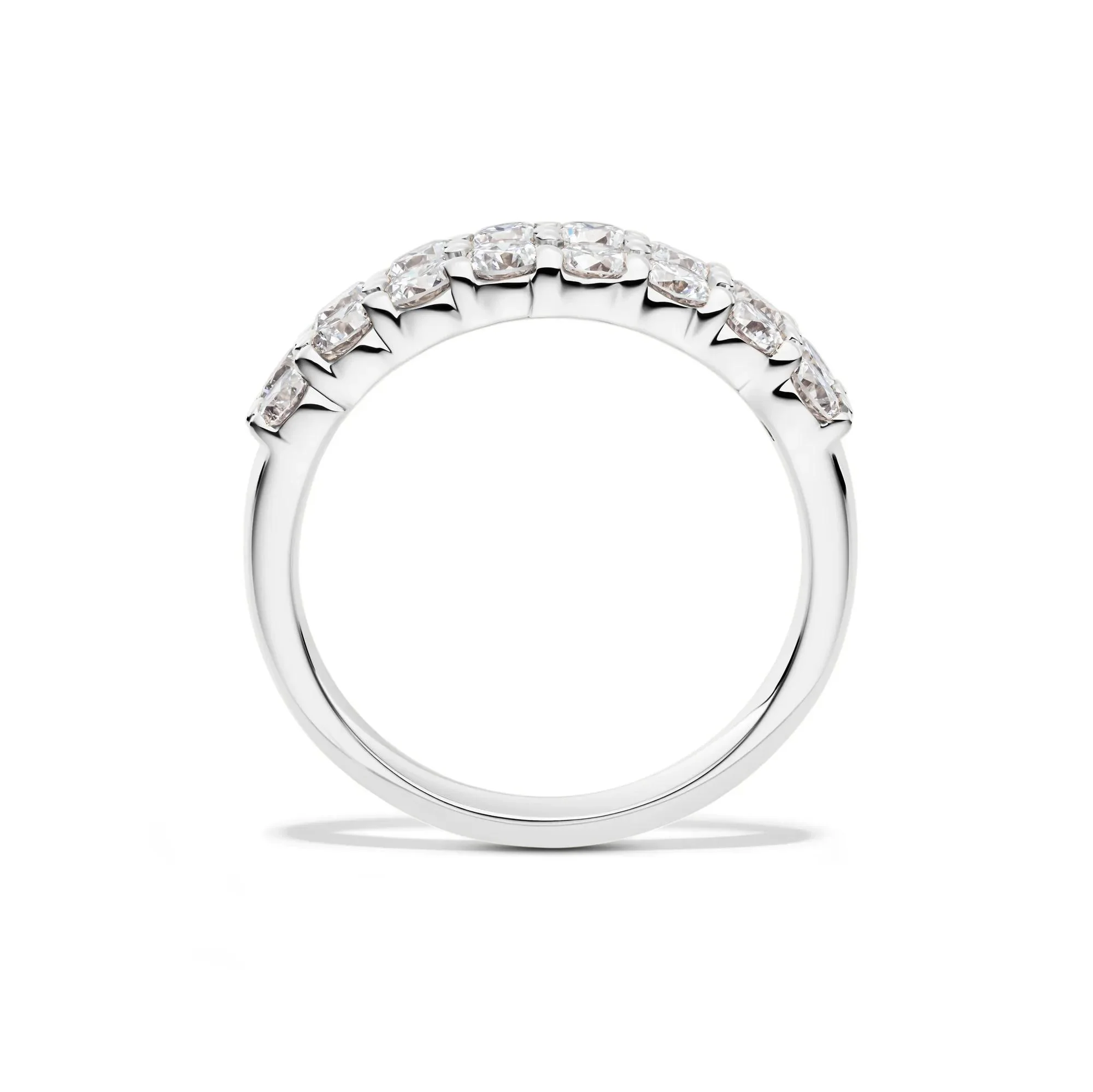 Lab Grown Diamond Double Row Anniversary Band Ring 10K White Gold (1 ½ CT. Tw.) Round Brilliant Cut Size 7.5 2mm - Image 2