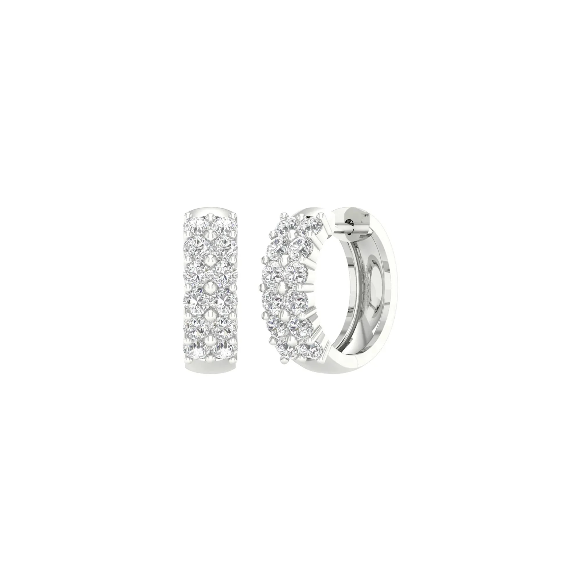 2 CT. Tw. Lab Grown Diamond Two-Row Hoop Earrings 14K White Gold Size 6.00mm