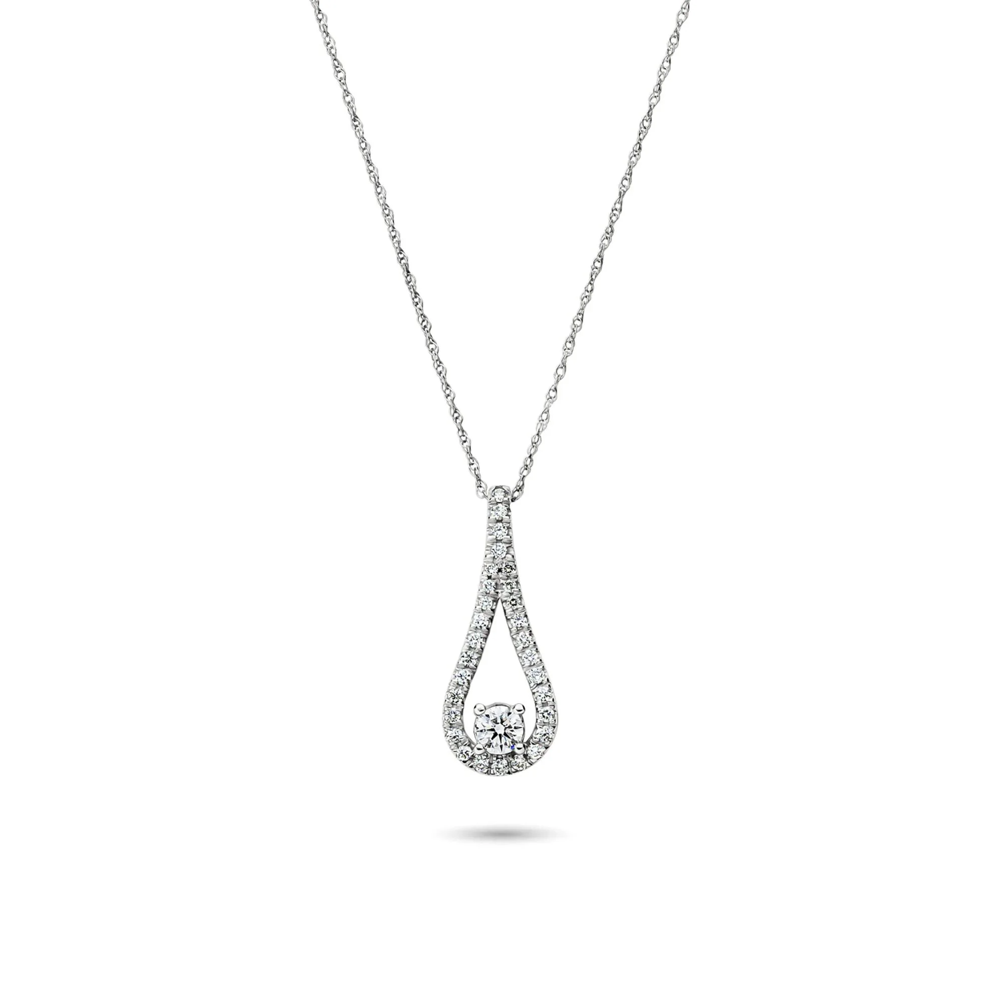 3/8 CT. Tw. Lab Grown Diamond Drop Pendant Necklace 14K White Gold Size 18"