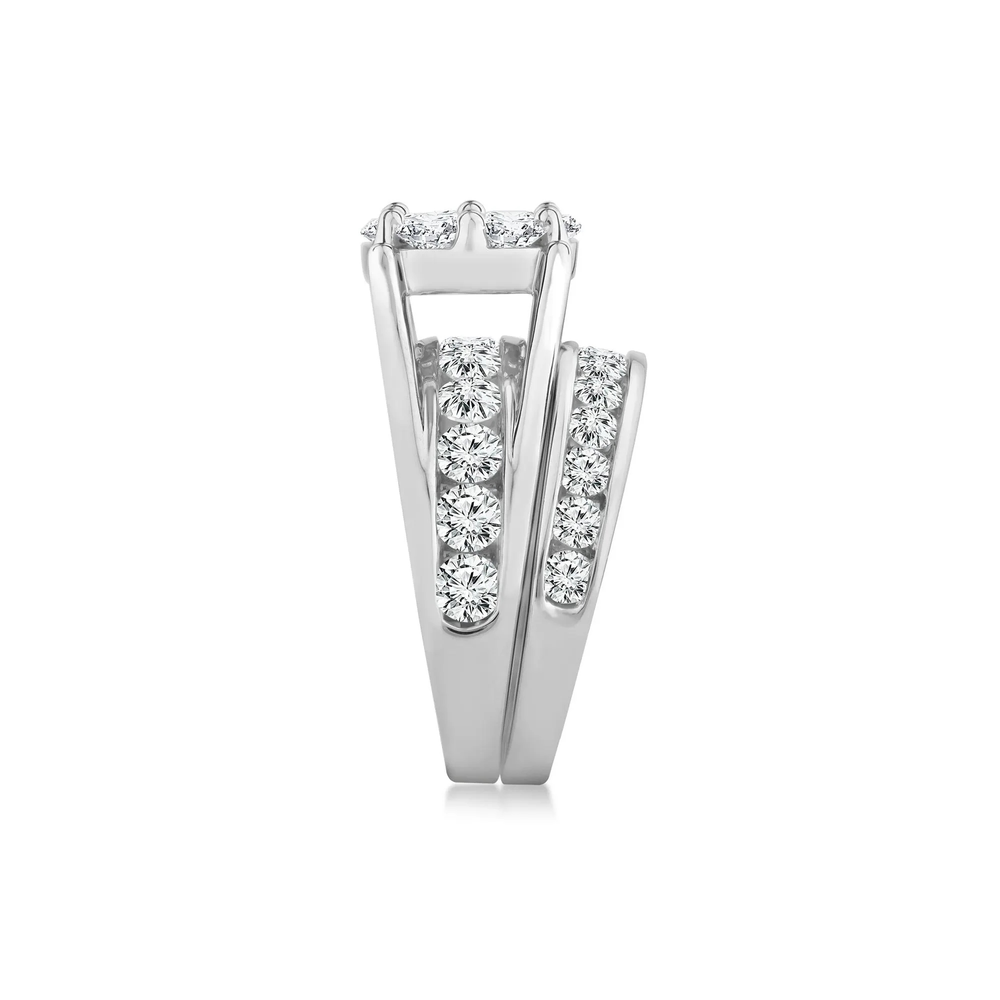 3 CT. Tw. Round Lab Grown Multi-Diamond Engagement Ring Set 10K White Gold Round Brilliant Cut Size 6 3mm - Image 3