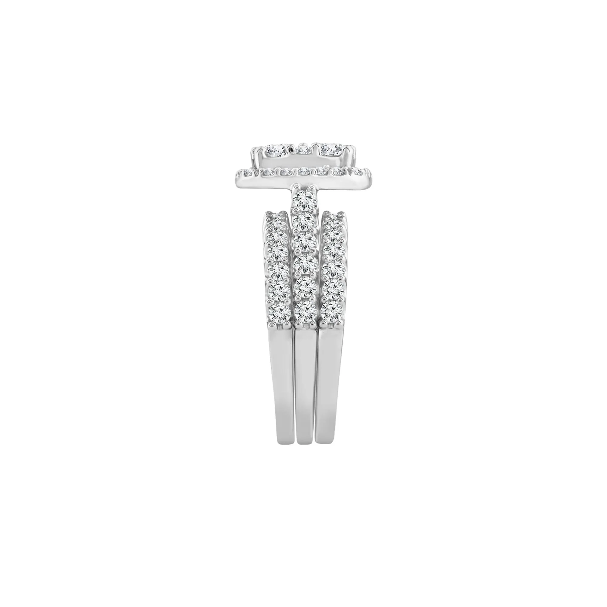 3 CT. Tw. Lab Grown Multi-Diamond Engagement Ring Set 10K White Gold Round Brilliant Cut Size 6.5 2mm - Image 3