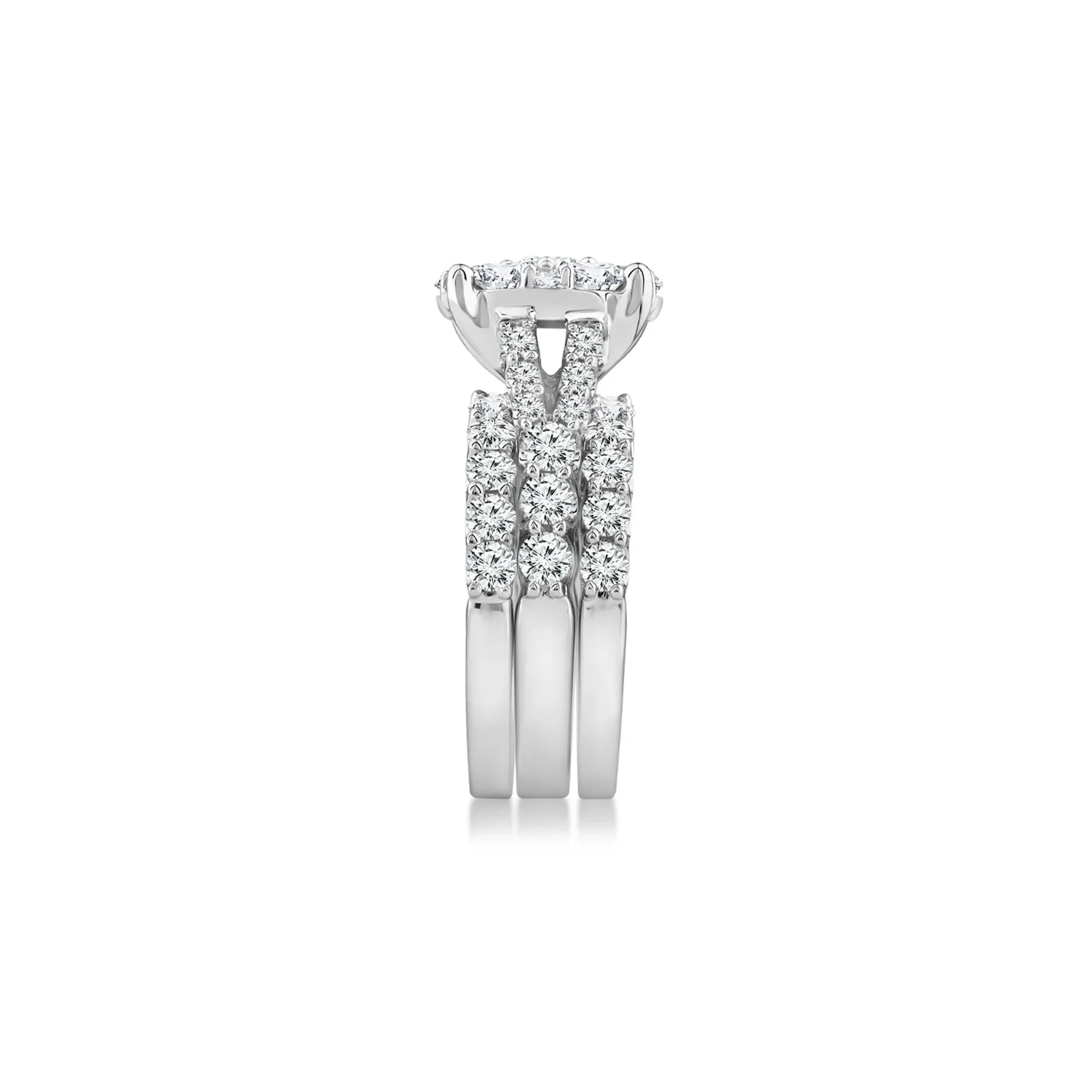 5 CT. Tw. Round Lab Grown Multi-Diamond Engagement Ring Set 10K White Gold Round Brilliant Cut Size 7.5 3mm - Image 3