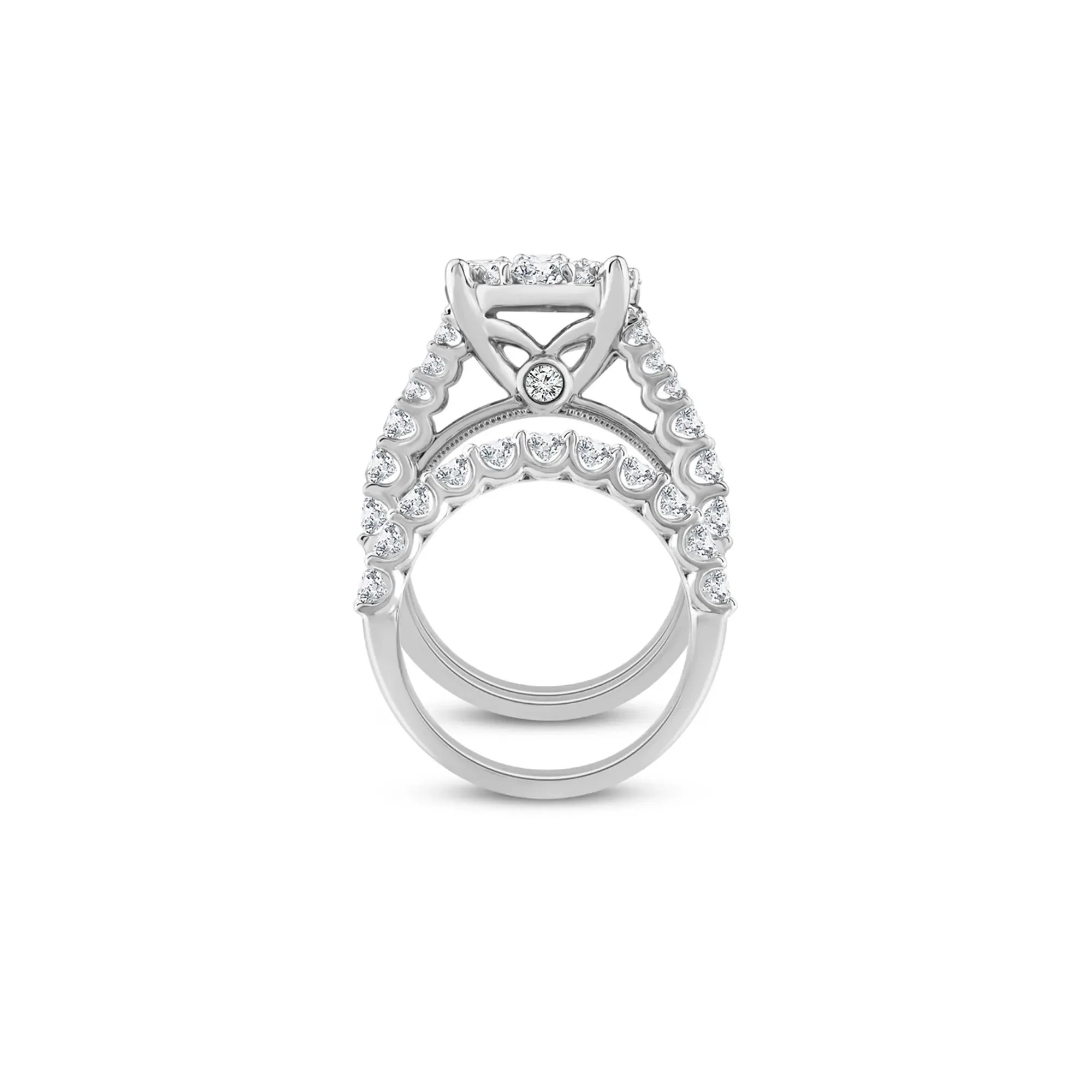 5 CT. Tw. Round Lab Grown Multi-Diamond Engagement Ring Set 10K White Gold Round Brilliant Cut Size 8 3mm - Image 2