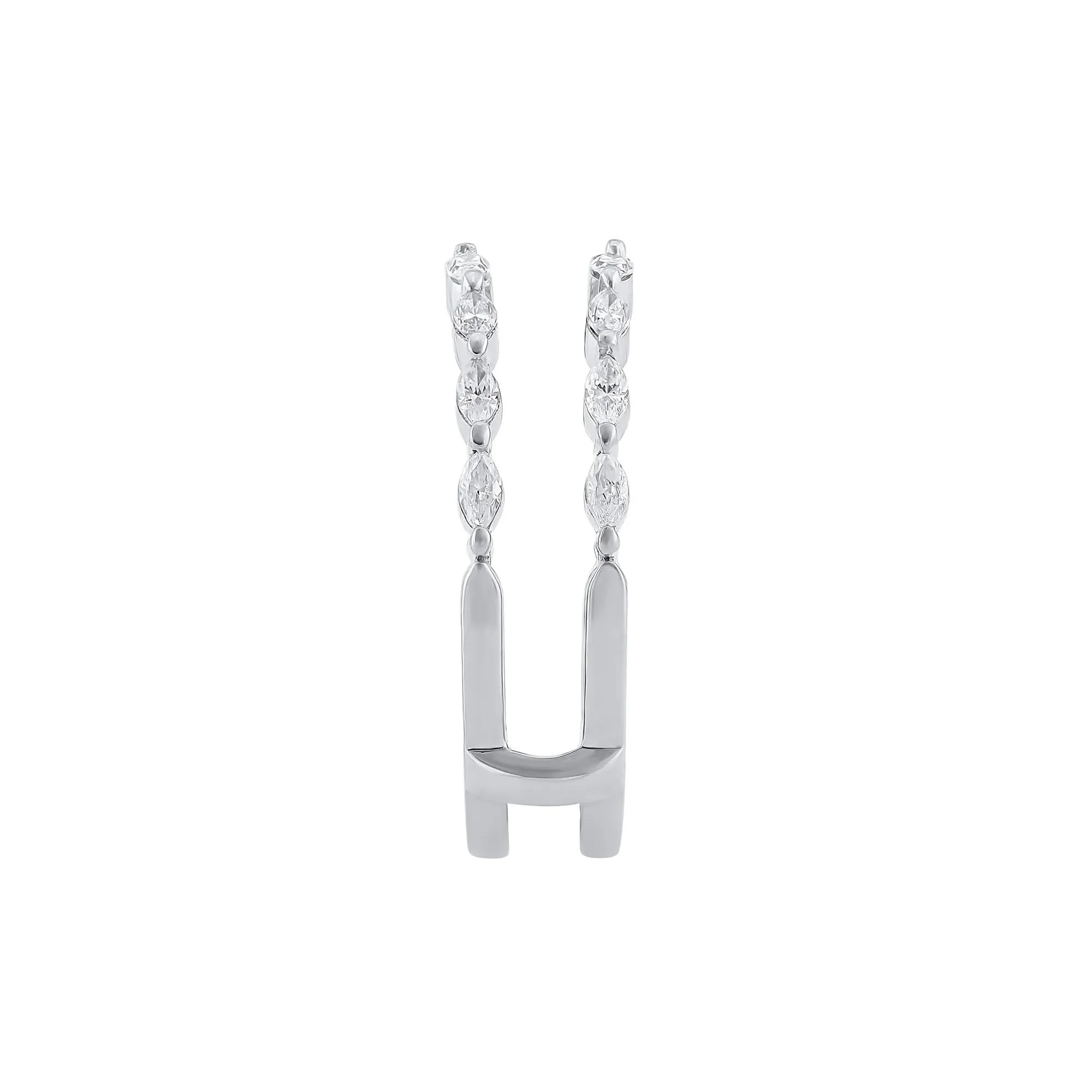 1/2 CT. Tw. Lab Grown Diamond Marquise-Shaped Ring Insert 14K White Gold Size 7.5 - Image 3