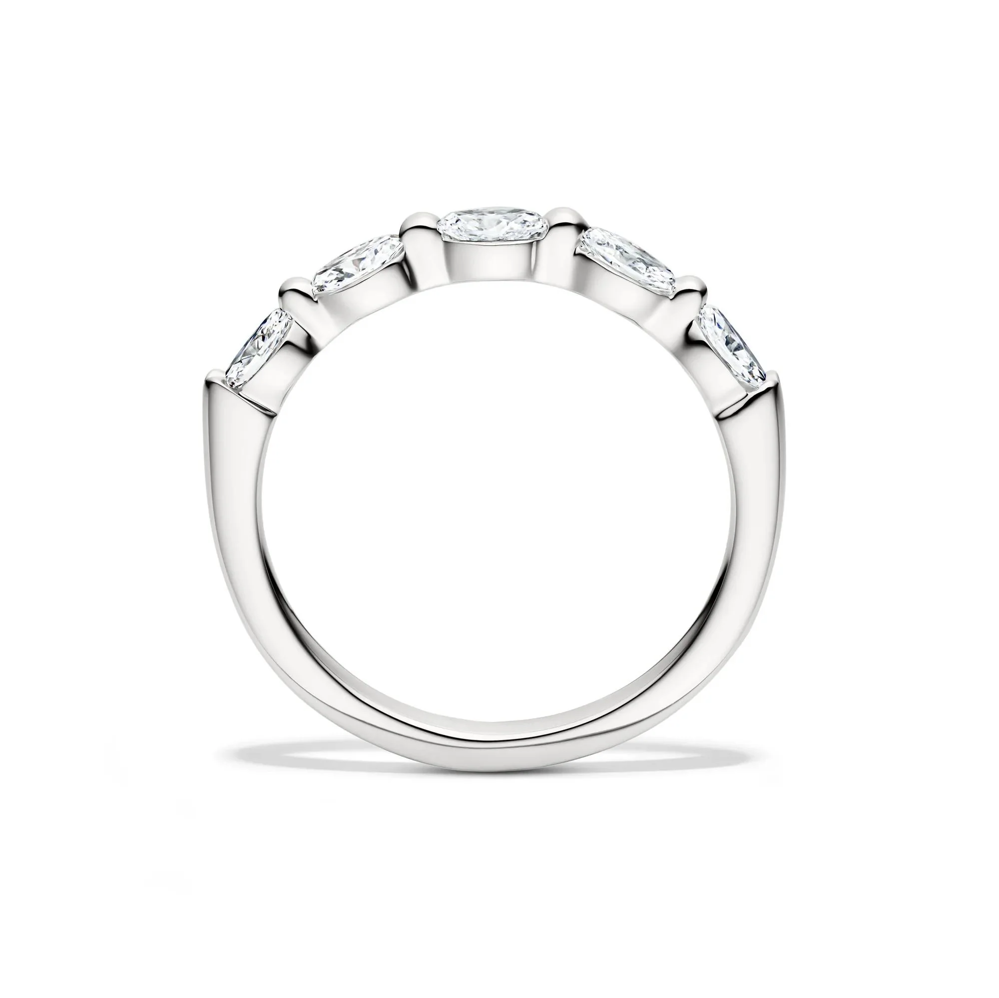 1/2 CT. Tw. Lab Grown Diamond Marquise Anniversary Band Ring 14K White Gold Size 6.5 - Image 2