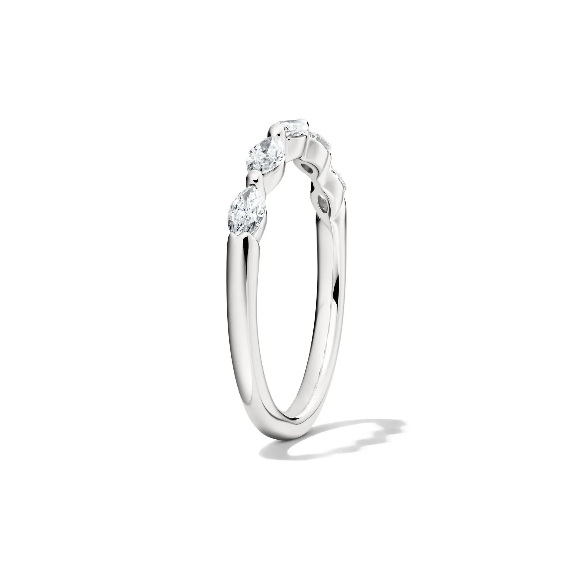 1/2 CT. Tw. Lab Grown Diamond Marquise Anniversary Band Ring 14K White Gold Size 7 - Image 3