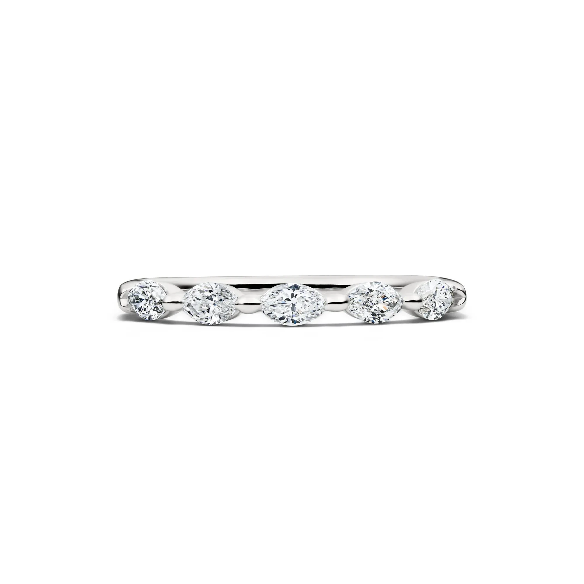 1/2 CT. Tw. Lab Grown Diamond Marquise Anniversary Band Ring 14K White Gold Size 9