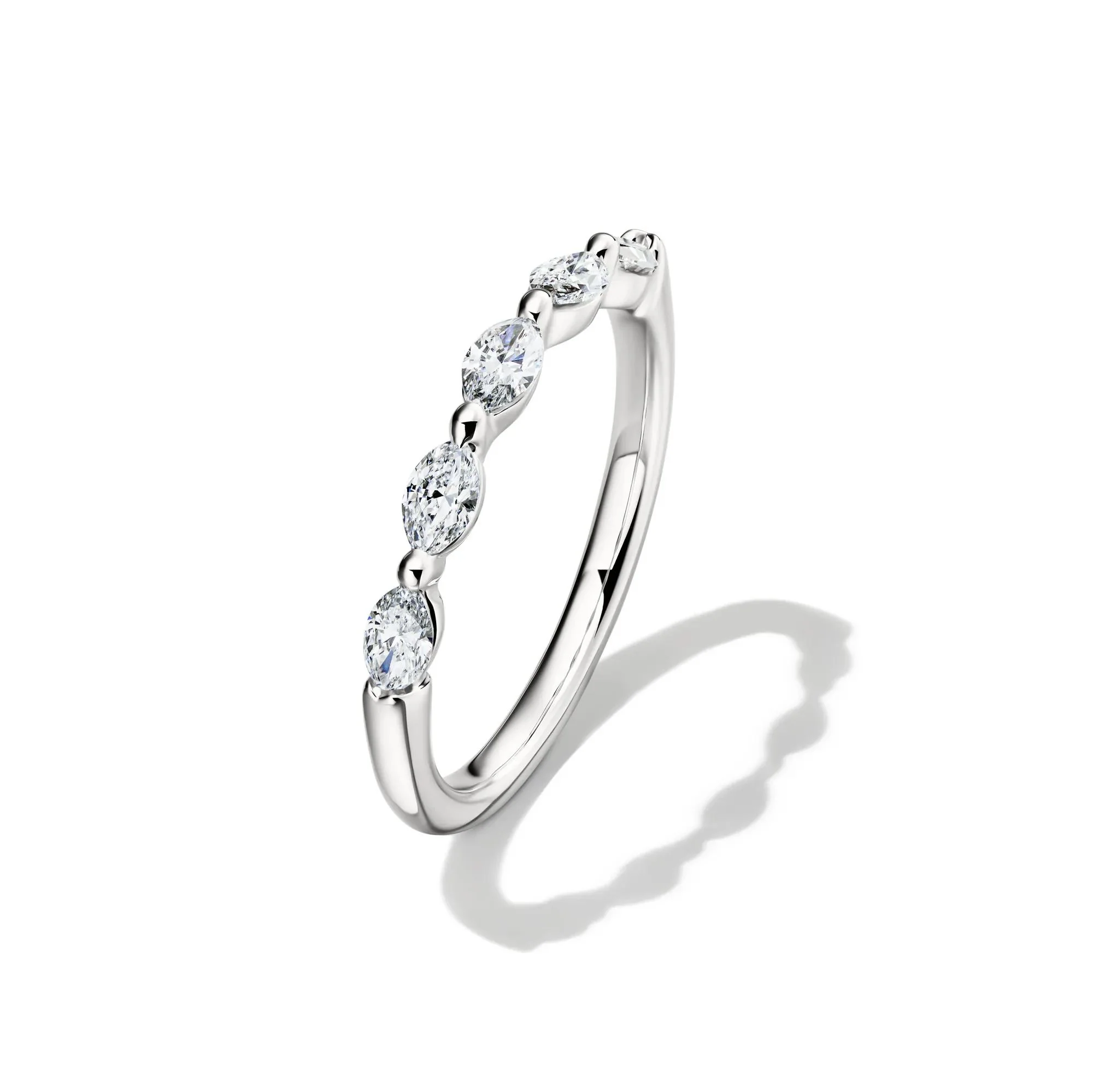 1/2 CT. Tw. Lab Grown Diamond Marquise Anniversary Band Ring 14K White Gold Size 9 - Image 4
