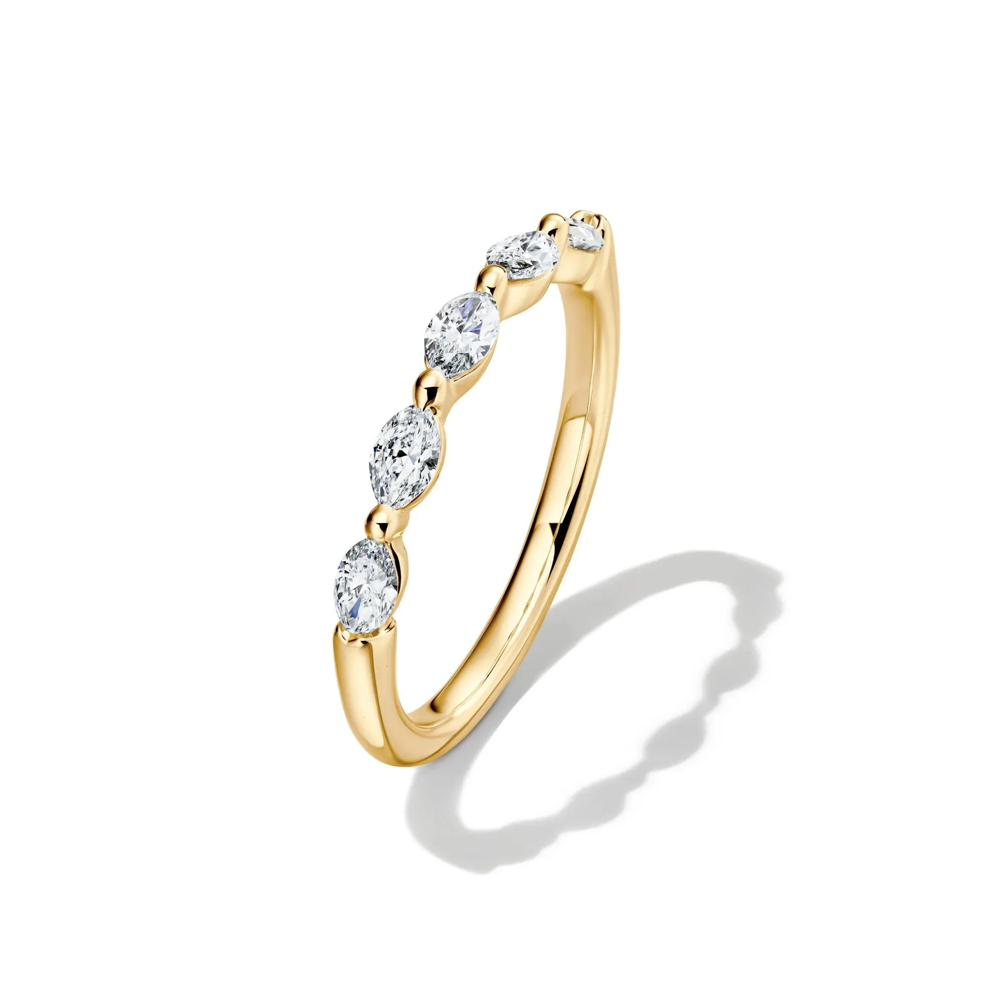 1/2 CT. Tw. Lab Grown Diamond Marquise Anniversary Band Ring 14K Yellow Gold Size 8 - Image 4