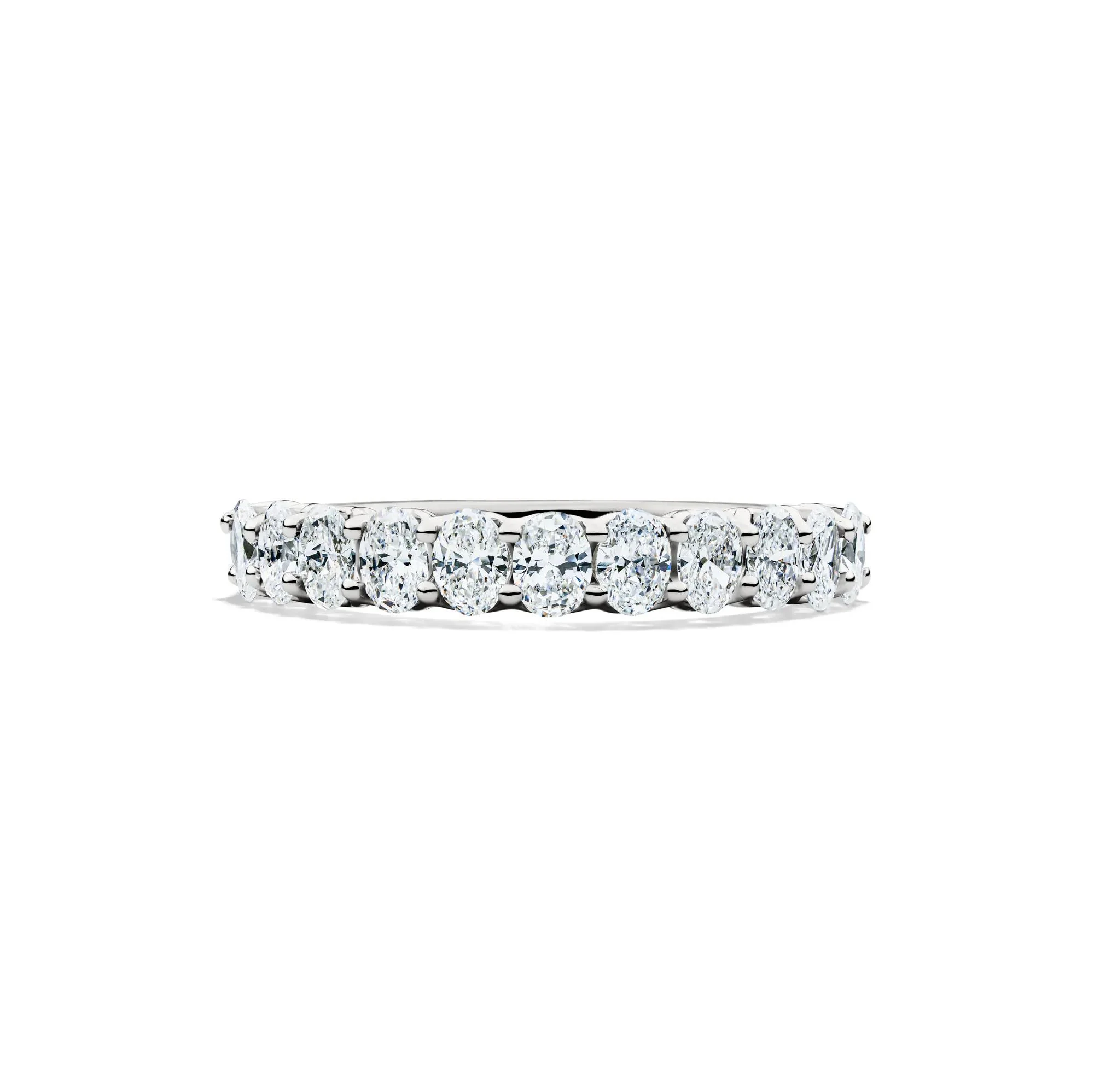 1 CT. Tw. Lab Grown Diamond Oval Anniversary Band Ring 14K White Gold Size 6 2.5mm