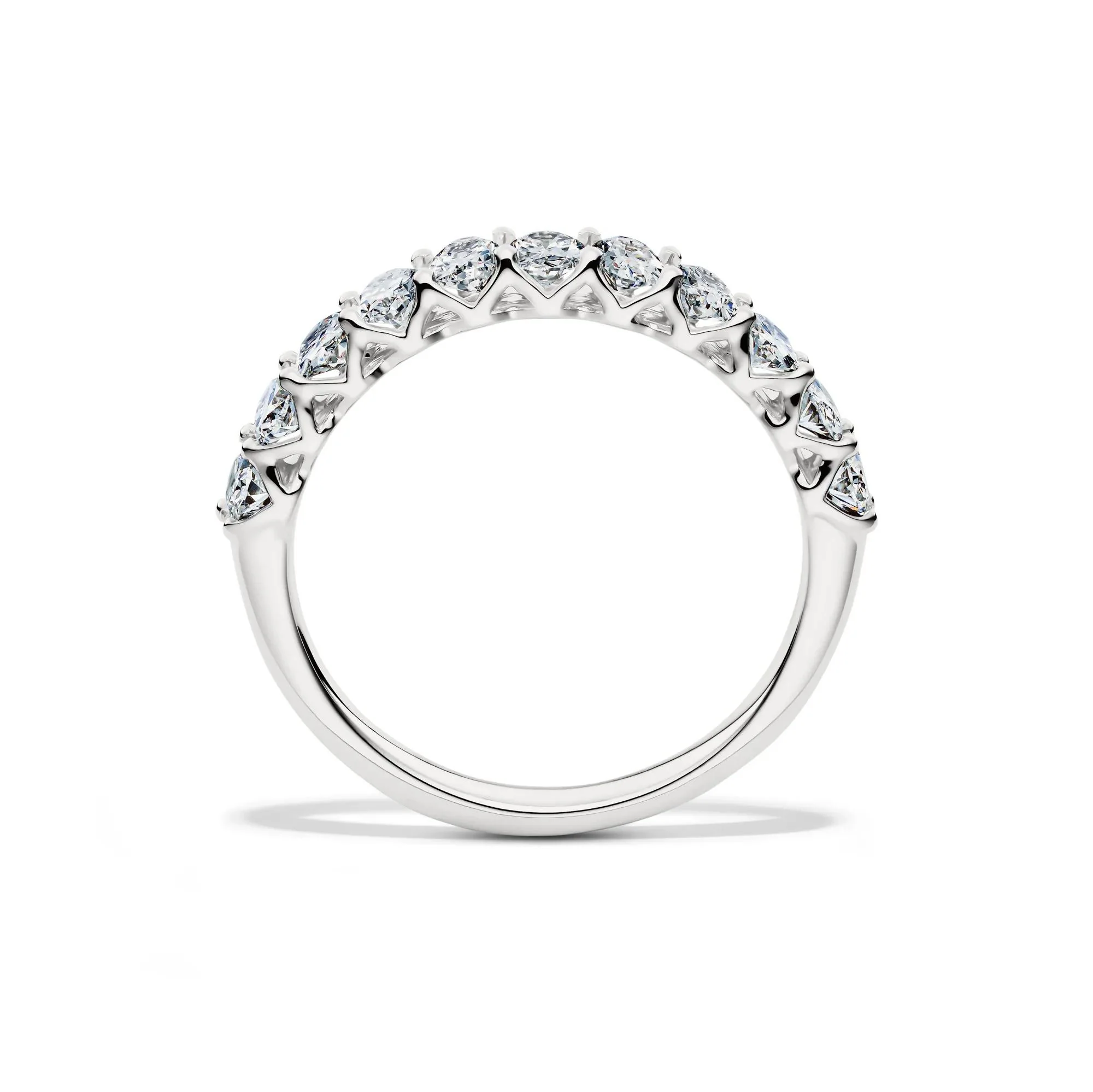 1 CT. Tw. Lab Grown Diamond Oval Anniversary Band Ring 14K White Gold Size 7 2.5mm - Image 2