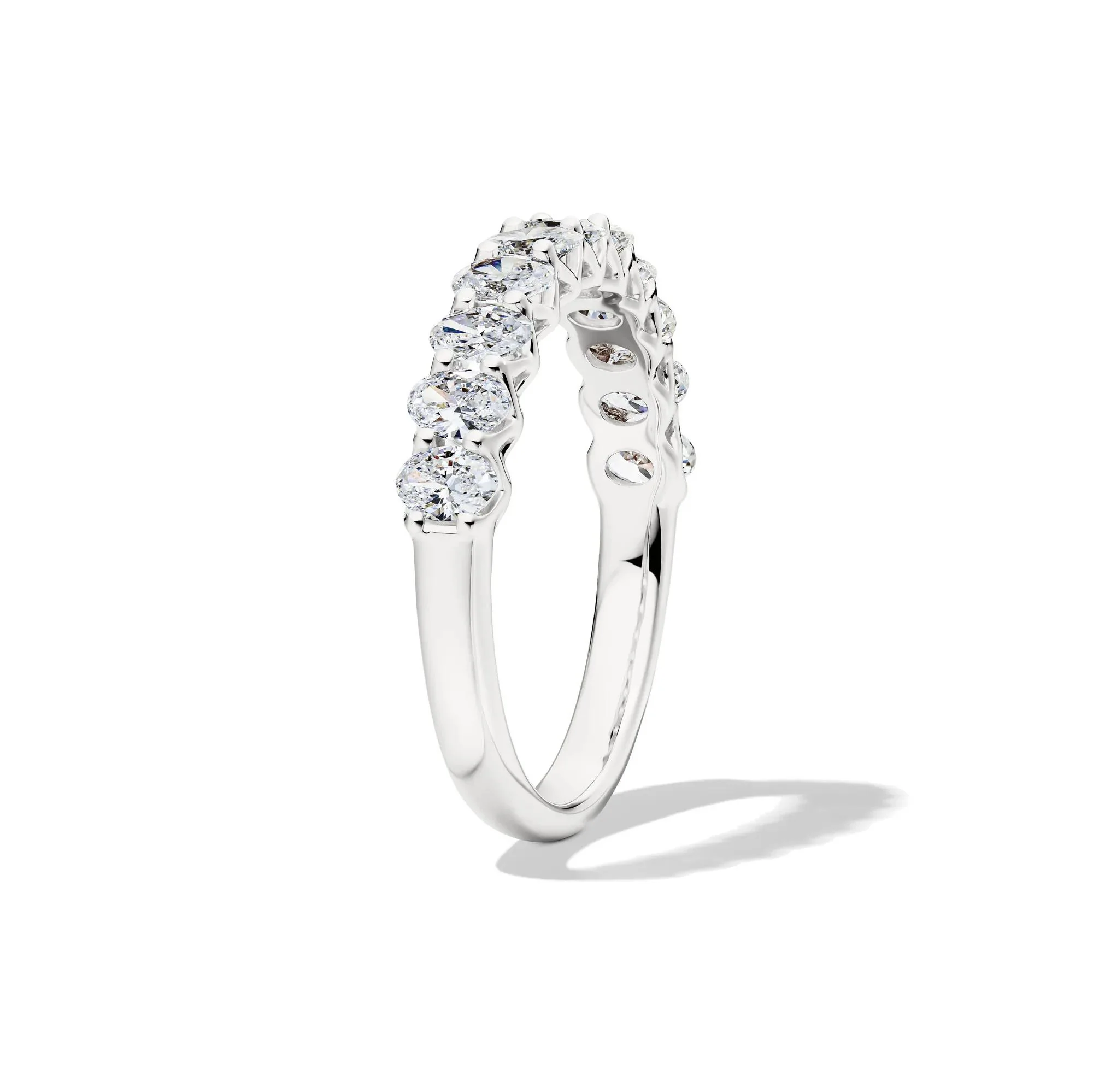 1 CT. Tw. Lab Grown Diamond Oval Anniversary Band Ring 14K White Gold Size 7.5 2.5mm - Image 3