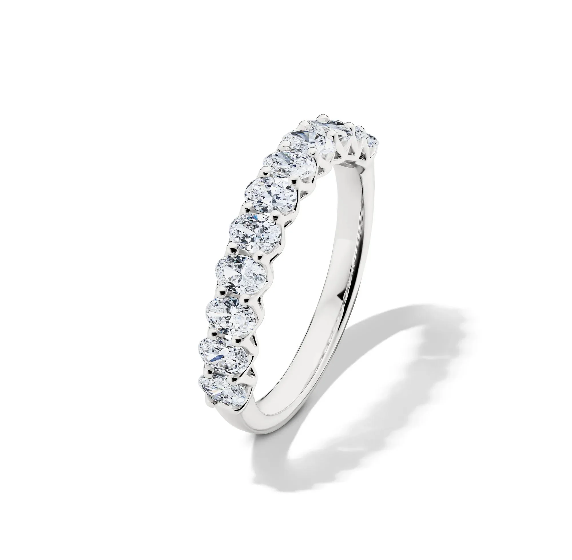 1 CT. Tw. Lab Grown Diamond Oval Anniversary Band Ring 14K White Gold Size 8 2.5mm - Image 4