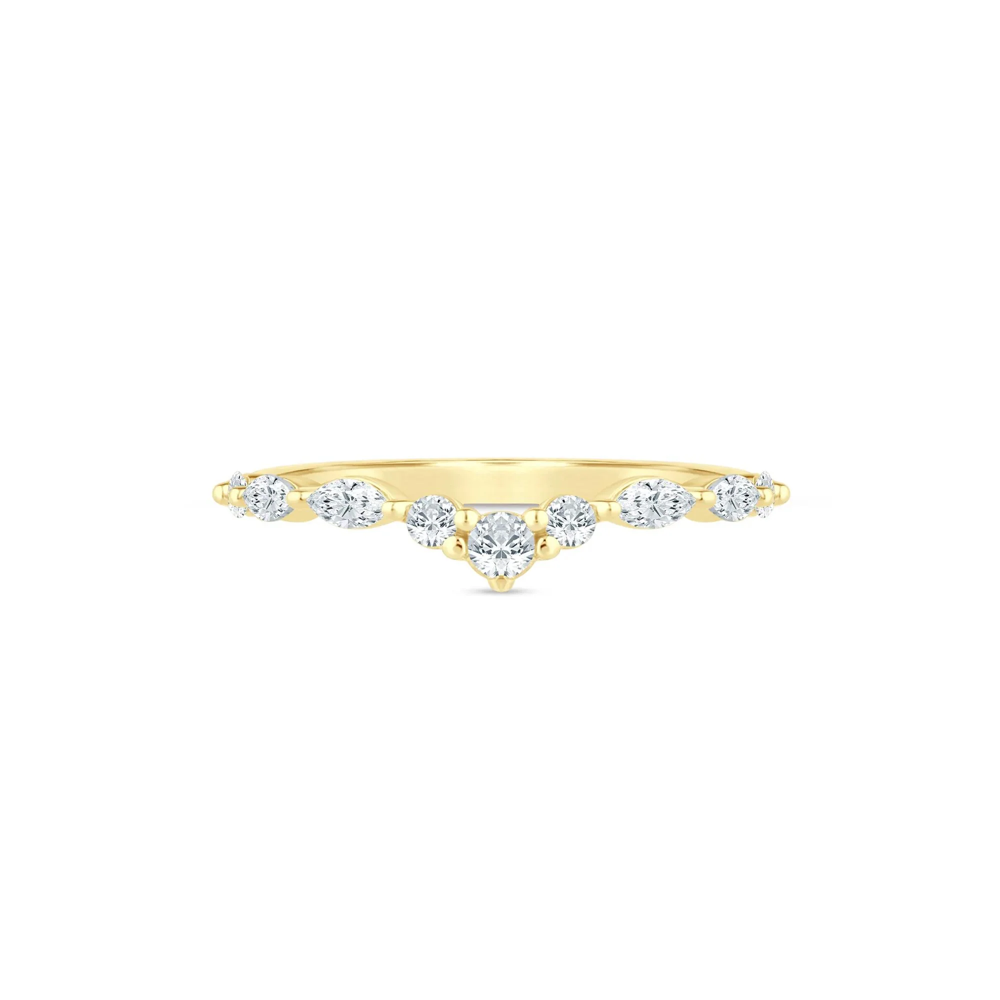 3/8 CT. Tw. Lab Grown Diamond Round and Marquise Contour Band Ring 14K Yellow Gold Size 6 1.5mm