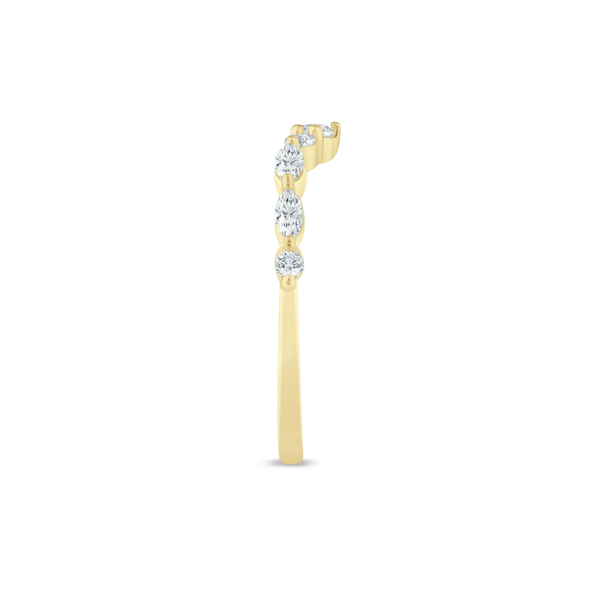 3/8 CT. Tw. Lab Grown Diamond Round and Marquise Contour Band Ring 14K Yellow Gold Size 7 1.5mm - Image 3
