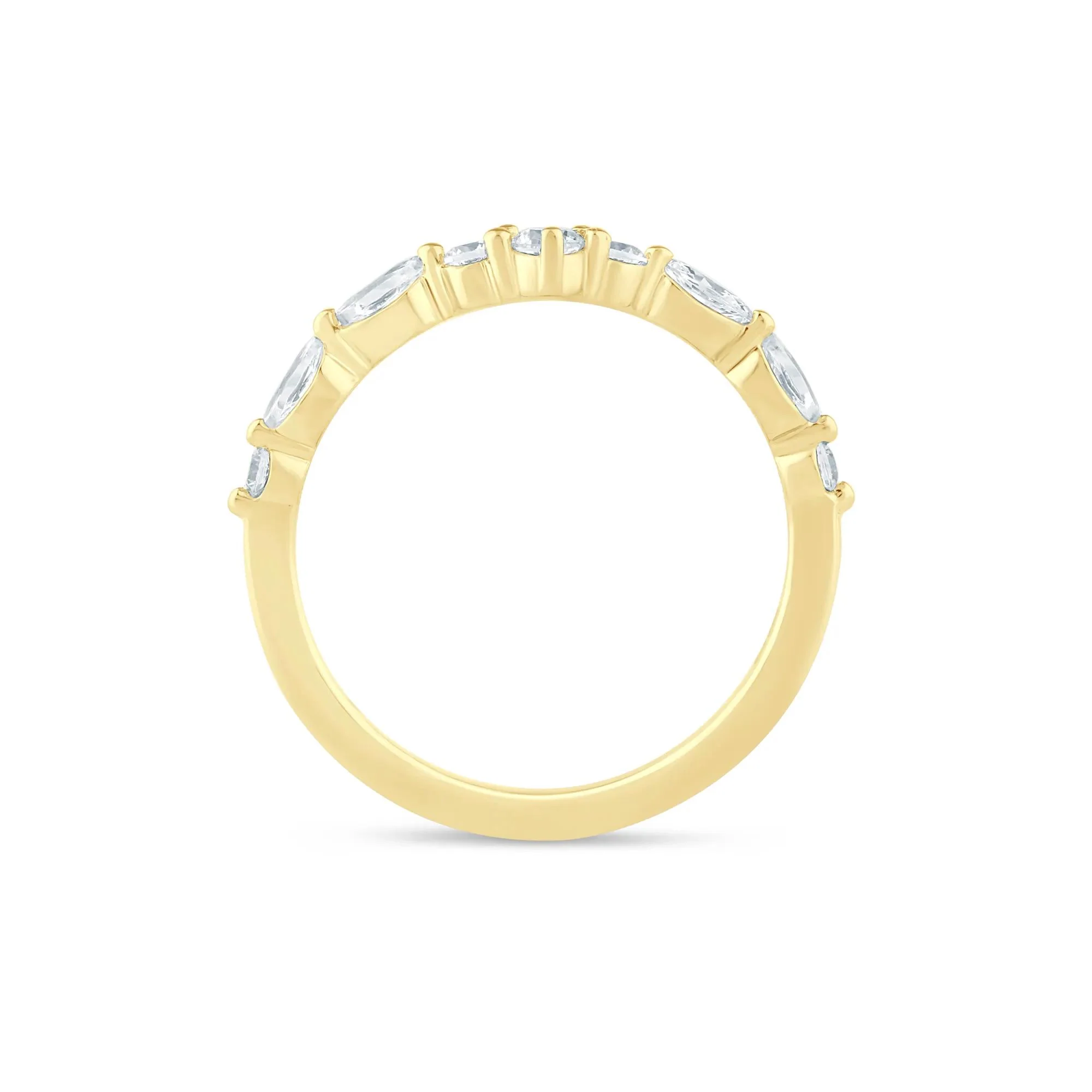 3/8 CT. Tw. Lab Grown Diamond Round and Marquise Contour Band Ring 14K Yellow Gold Size 8 1.5mm - Image 2