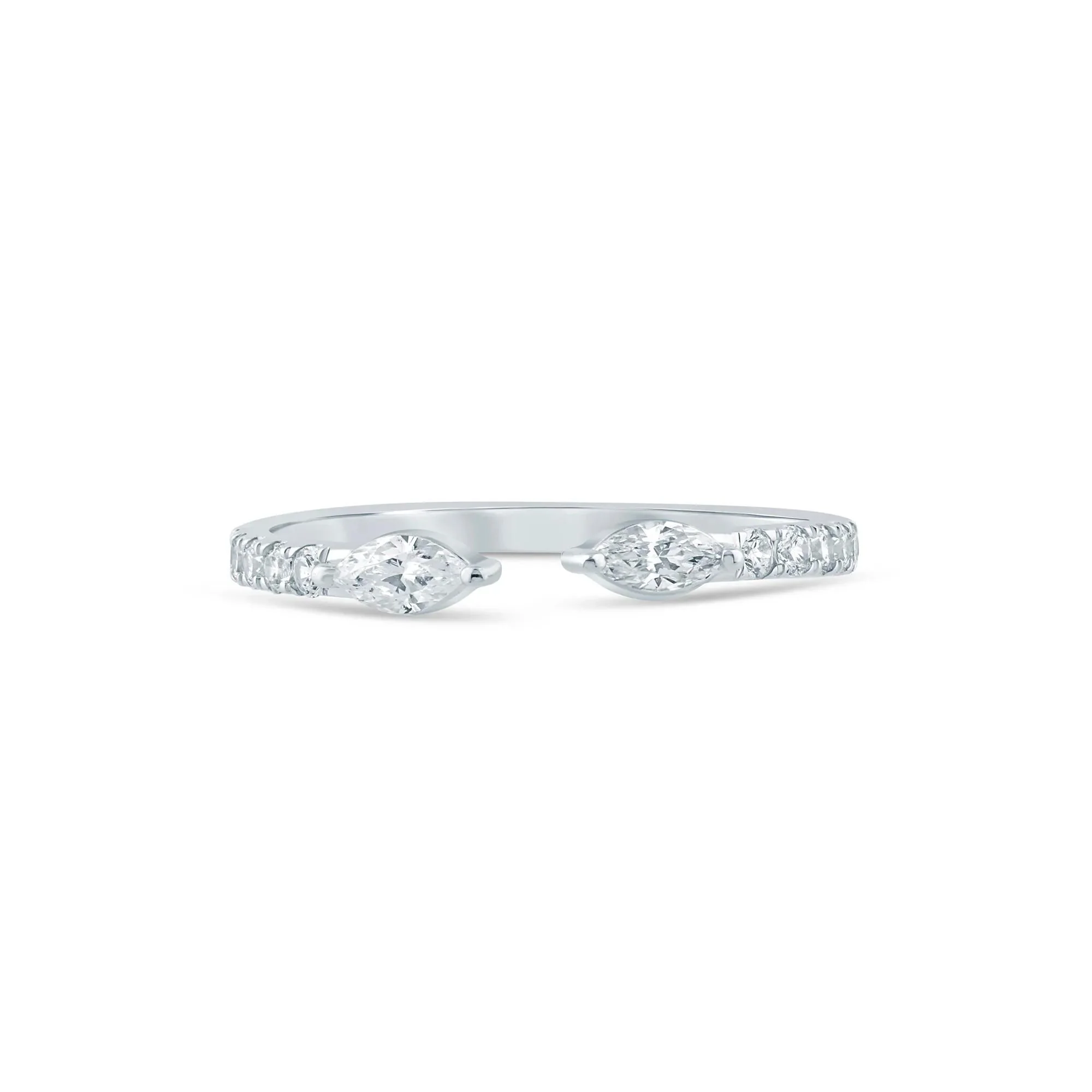 3/8 CT. Tw. Lab Grown Diamond Marquise-Cut Open Band Ring 14K White Gold Size 7 1.5mm