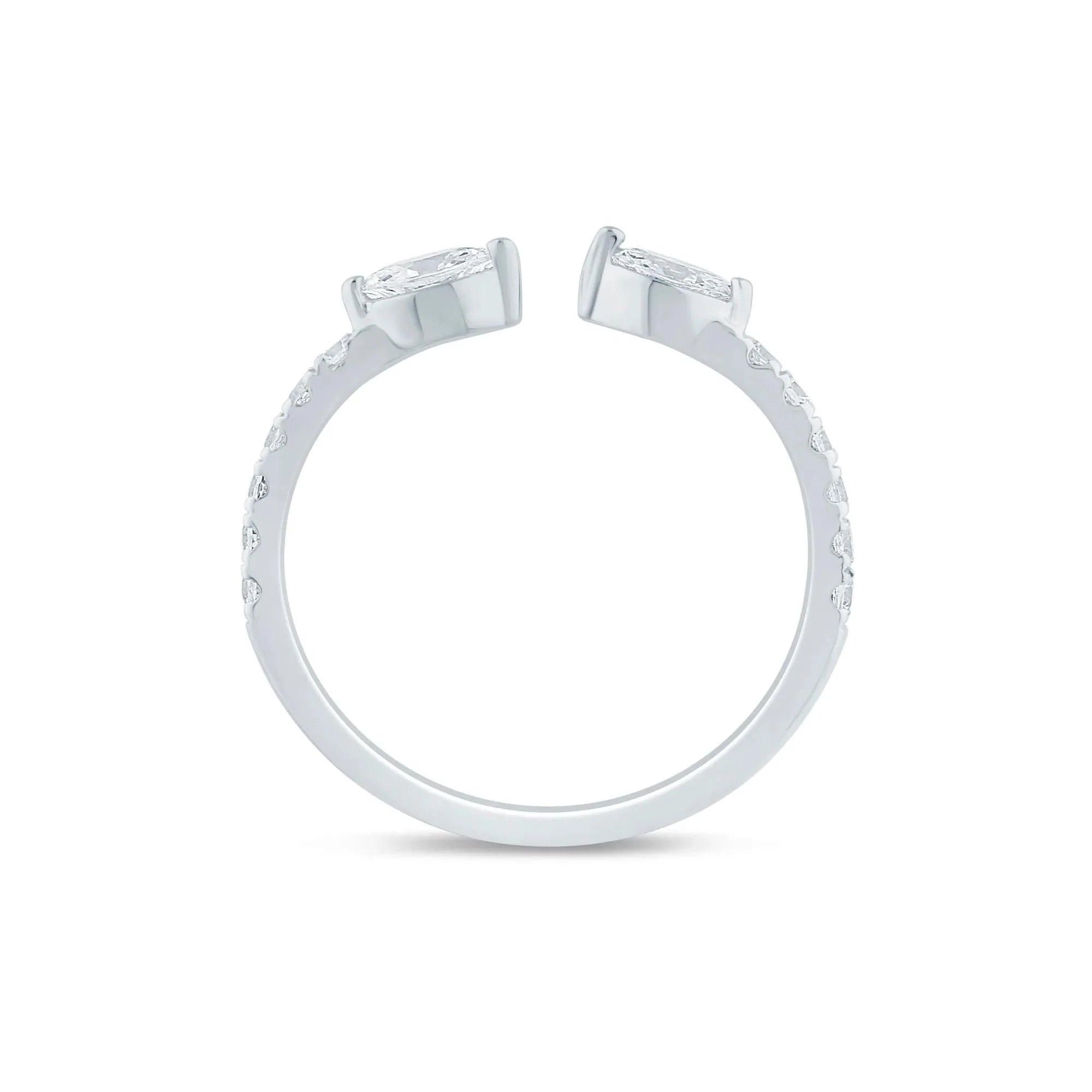 3/8 CT. Tw. Lab Grown Diamond Marquise-Cut Open Band Ring 14K White Gold Size 8 1.5mm - Image 2