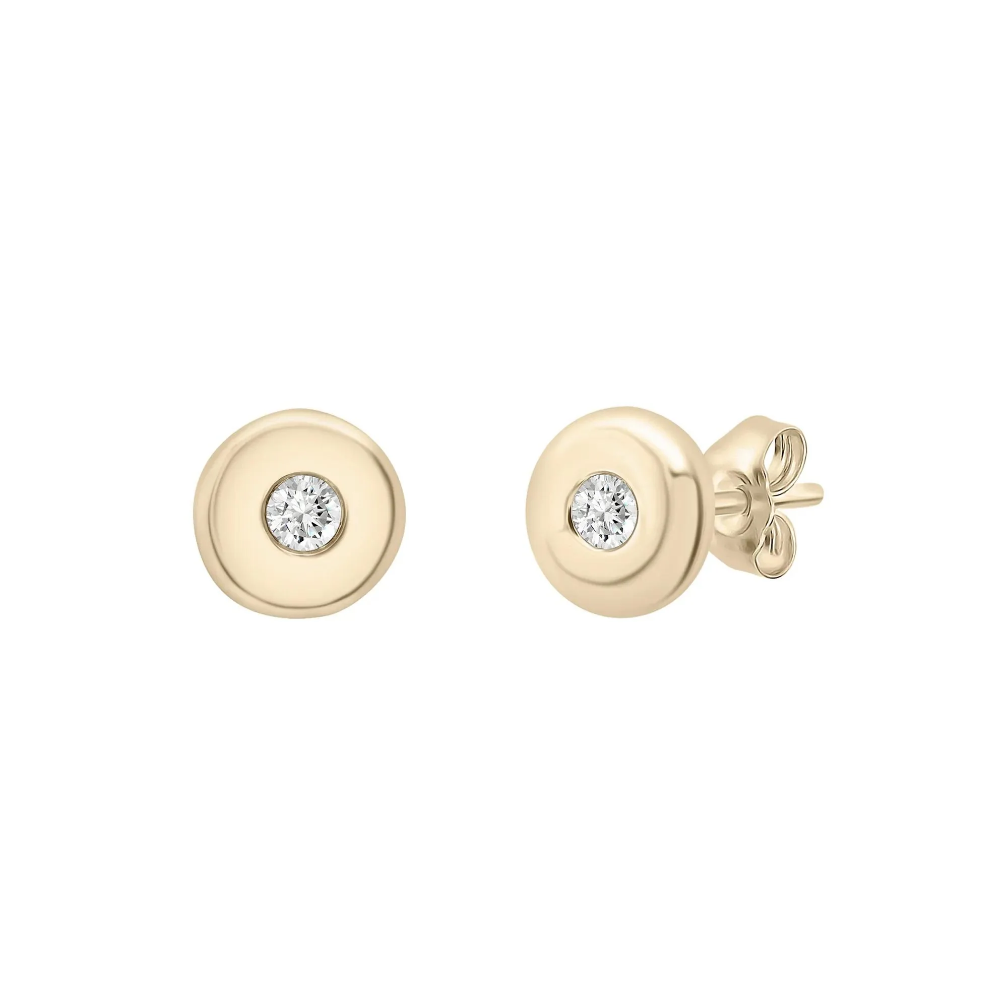 Diamond Accent Bezel Stud Earrings 10K Yellow Gold Size 5.00mm