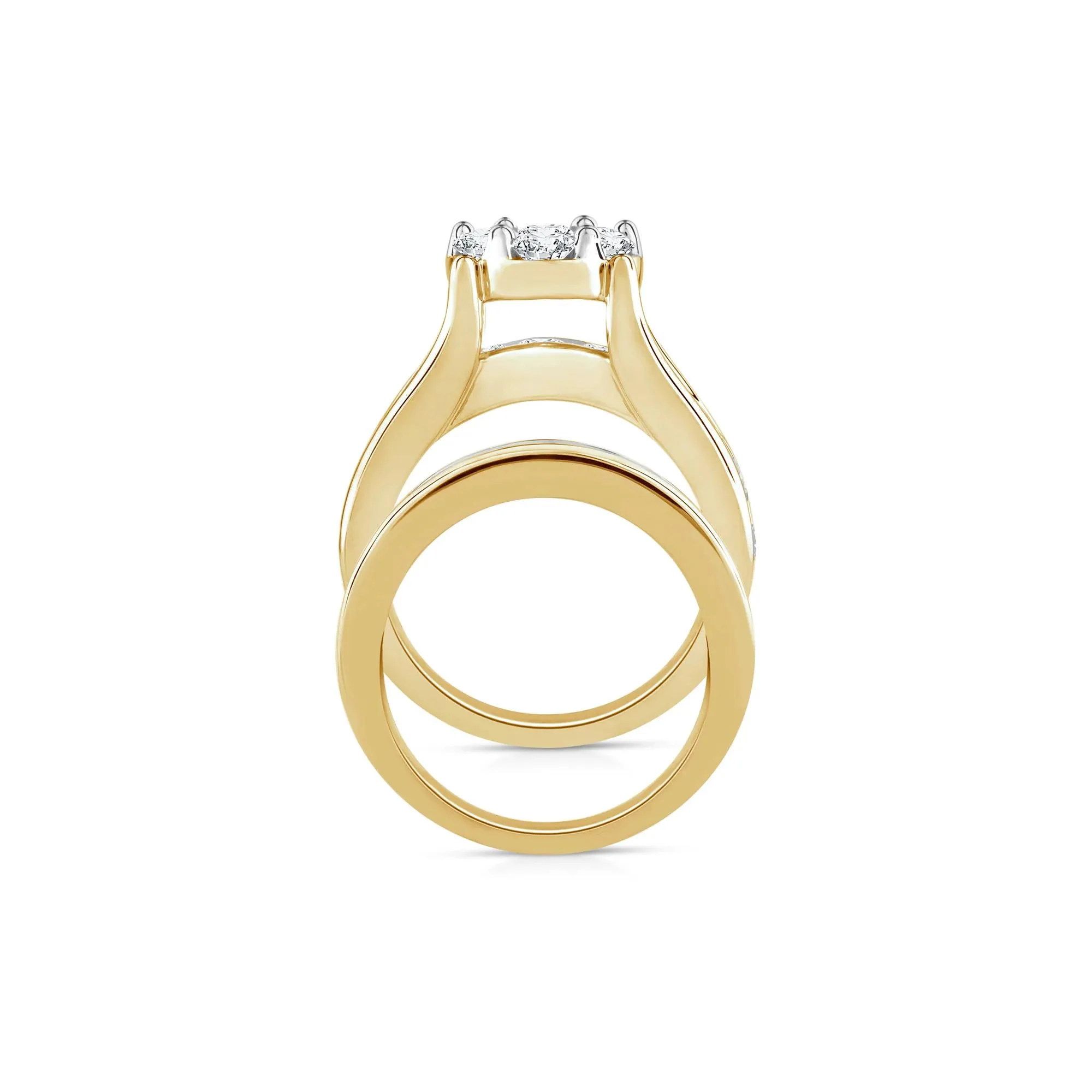 3 CT. Tw. Lab Grown Multi-Diamond Engagement Ring Set 10K Yellow Gold Round Brilliant Cut Size 7.5 3mm - Image 2
