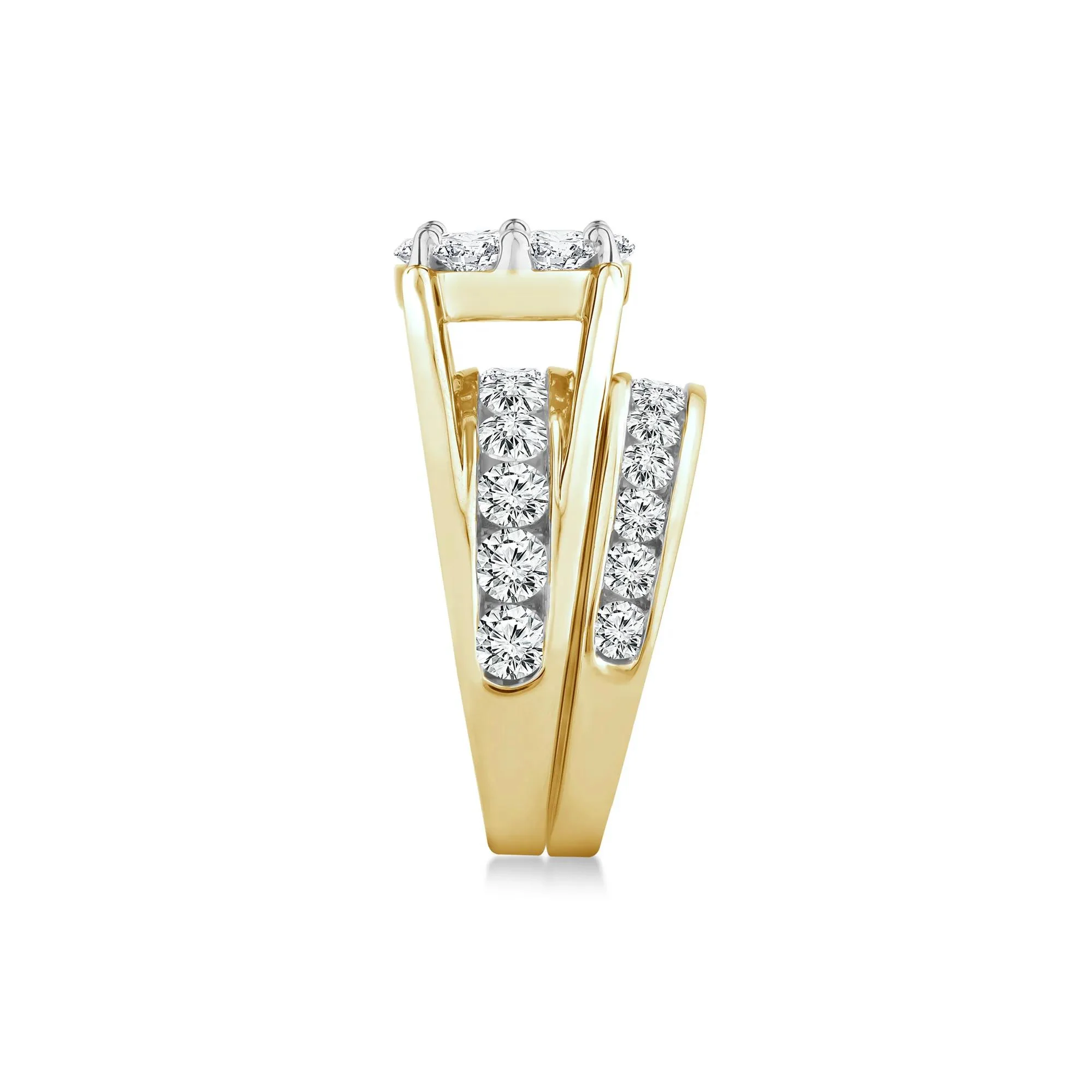 3 CT. Tw. Lab Grown Multi-Diamond Engagement Ring Set 10K Yellow Gold Round Brilliant Cut Size 8 3mm - Image 3