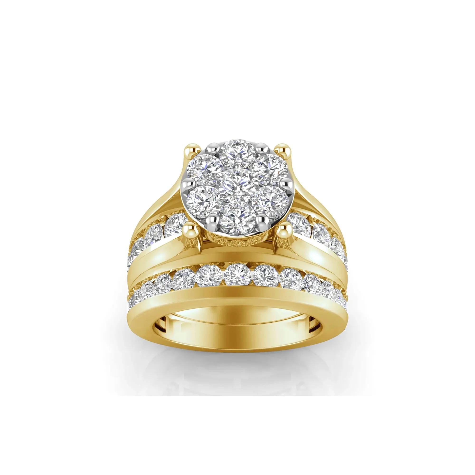 3 CT. Tw. Lab Grown Multi-Diamond Engagement Ring Set 10K Yellow Gold Round Brilliant Cut Size 8 3mm - Image 4