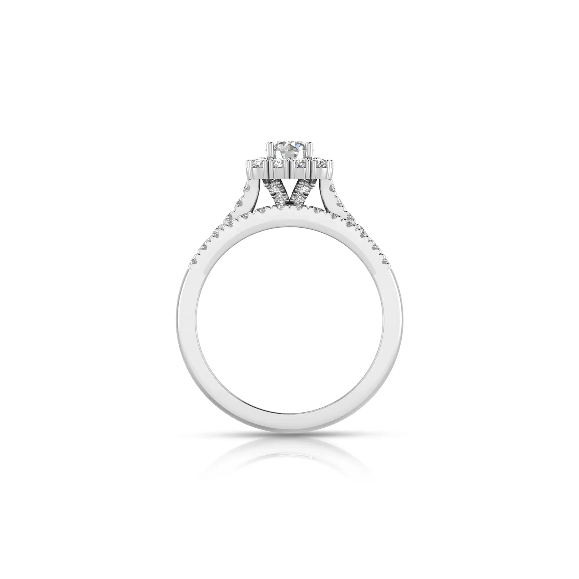 1 CT. Tw. Lab Grown Diamond Engagement Ring Set 10K White Gold Round Brilliant Cut Size 6 2mm - Image 3