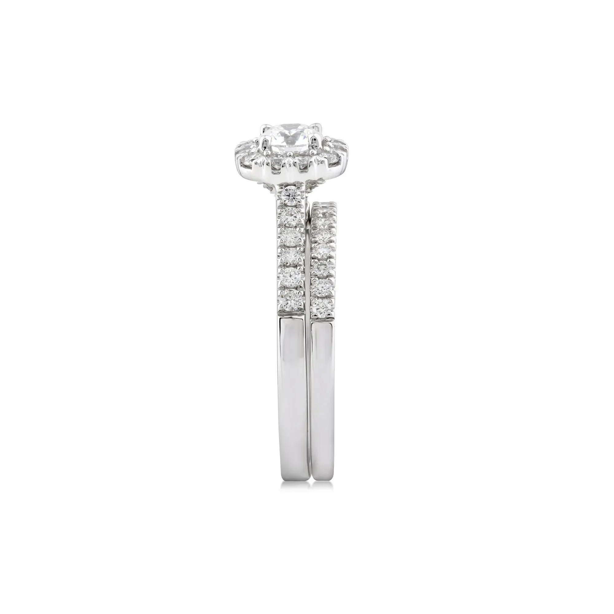 1 CT. Tw. Lab Grown Diamond Engagement Ring Set 10K White Gold Round Brilliant Cut Size 7.5 2mm - Image 4