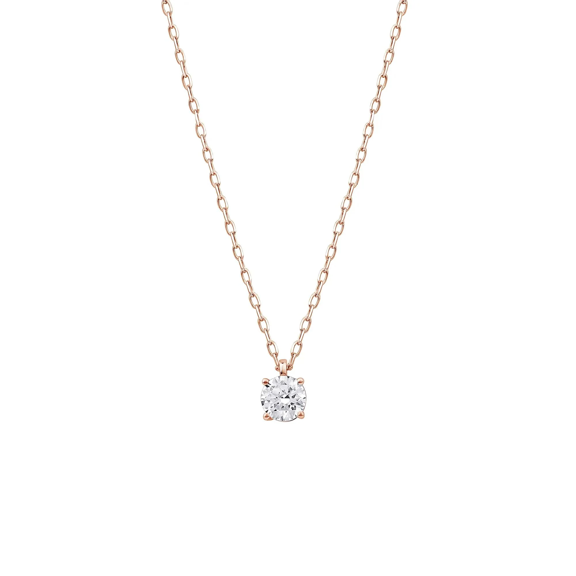 3/8 CT. Tw. Round Lab Grown Diamond Solitaire Pendant Necklace 10K Rose Gold Size 18"