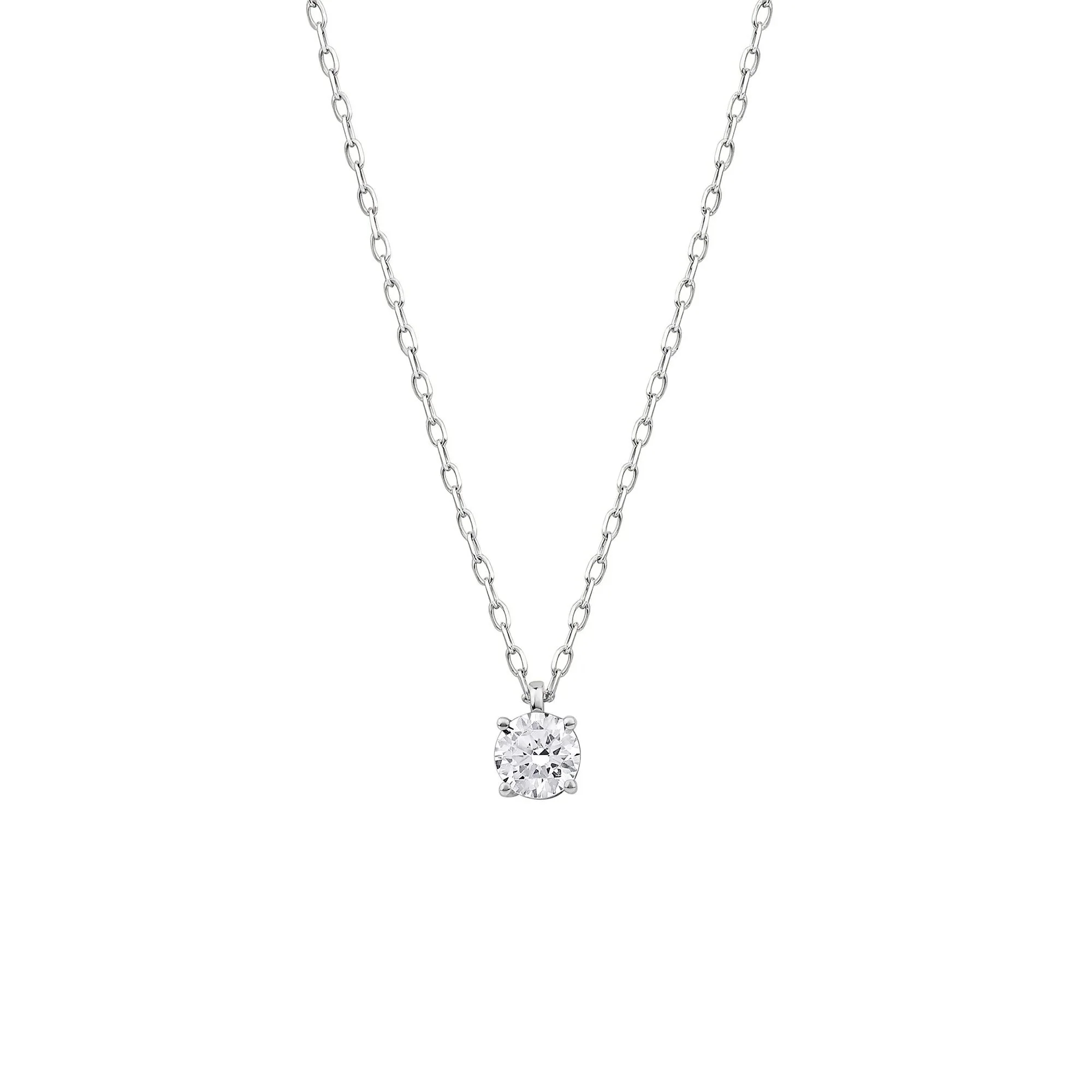 3/8 CT. Tw. Round Lab Grown Diamond Solitaire Pendant Necklace 10K White Gold Size 18"