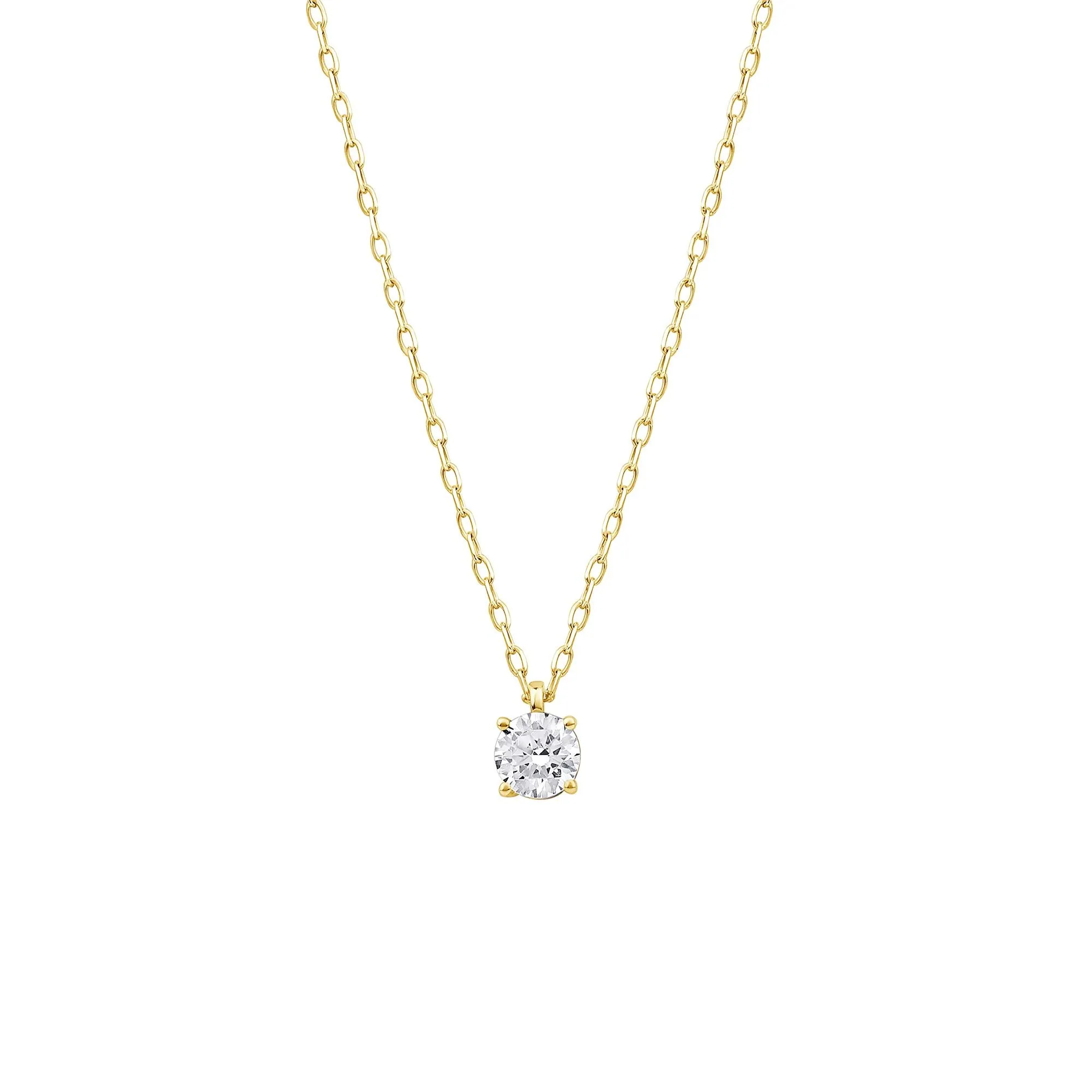 3/8 CT. Tw. Round Lab Grown Diamond Solitaire Pendant Necklace 10K Yellow Gold Size 18"