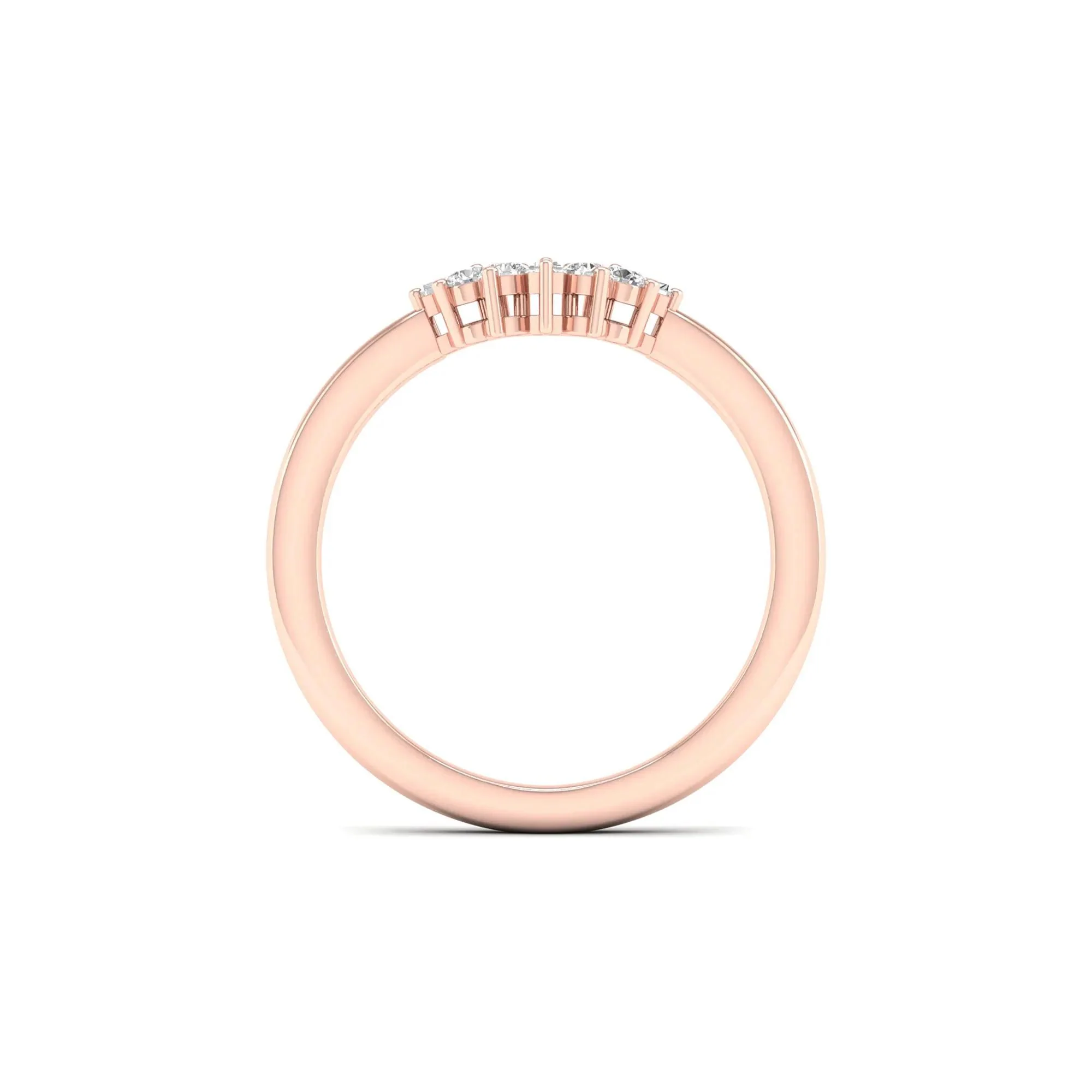 1/7 CT. Tw. Round and Baguette Diamond Contour Band Ring 14K Rose Gold Round Brilliant Cut Size 6 2mm - Image 2