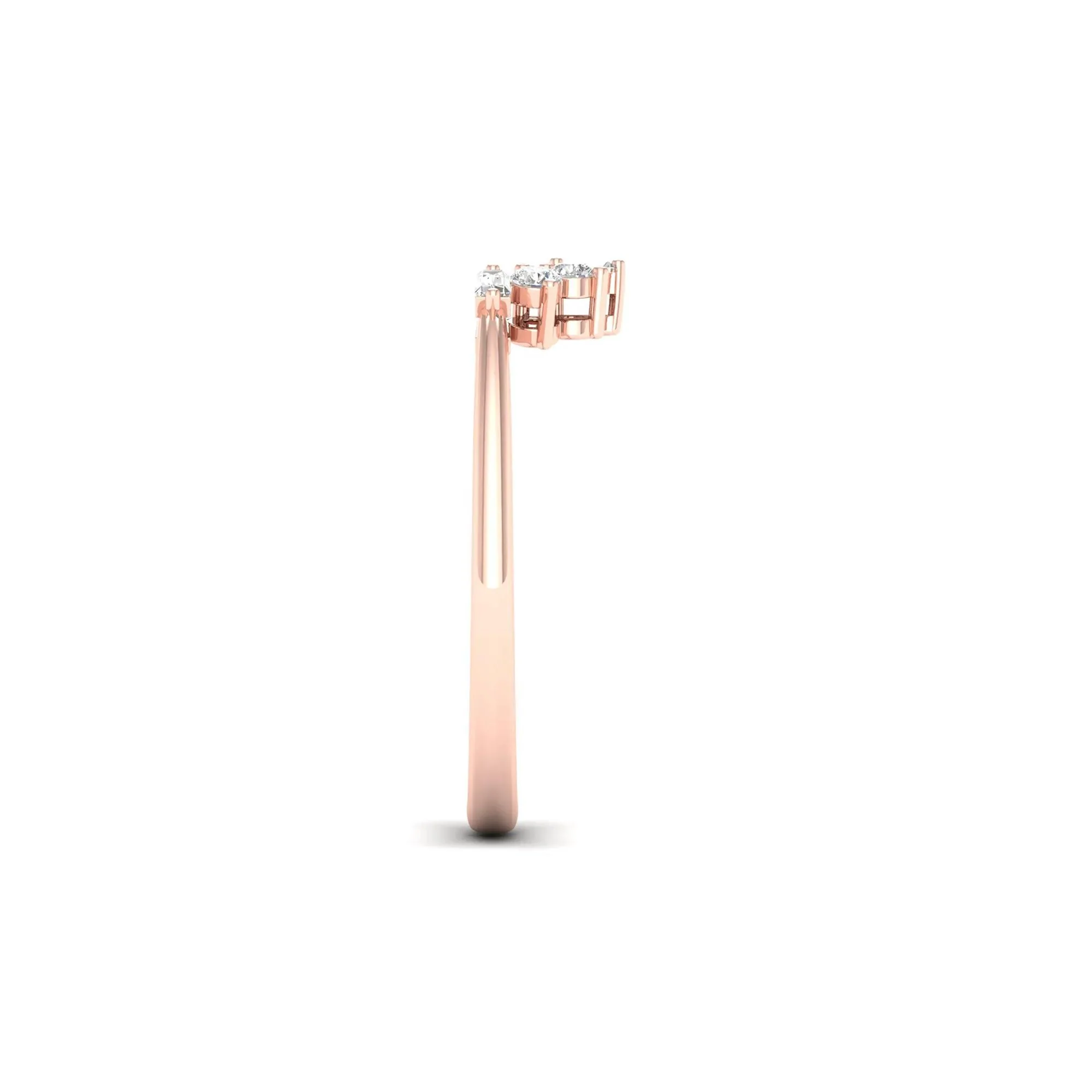 1/7 CT. Tw. Round and Baguette Diamond Contour Band Ring 14K Rose Gold Round Brilliant Cut Size 8 2mm - Image 3