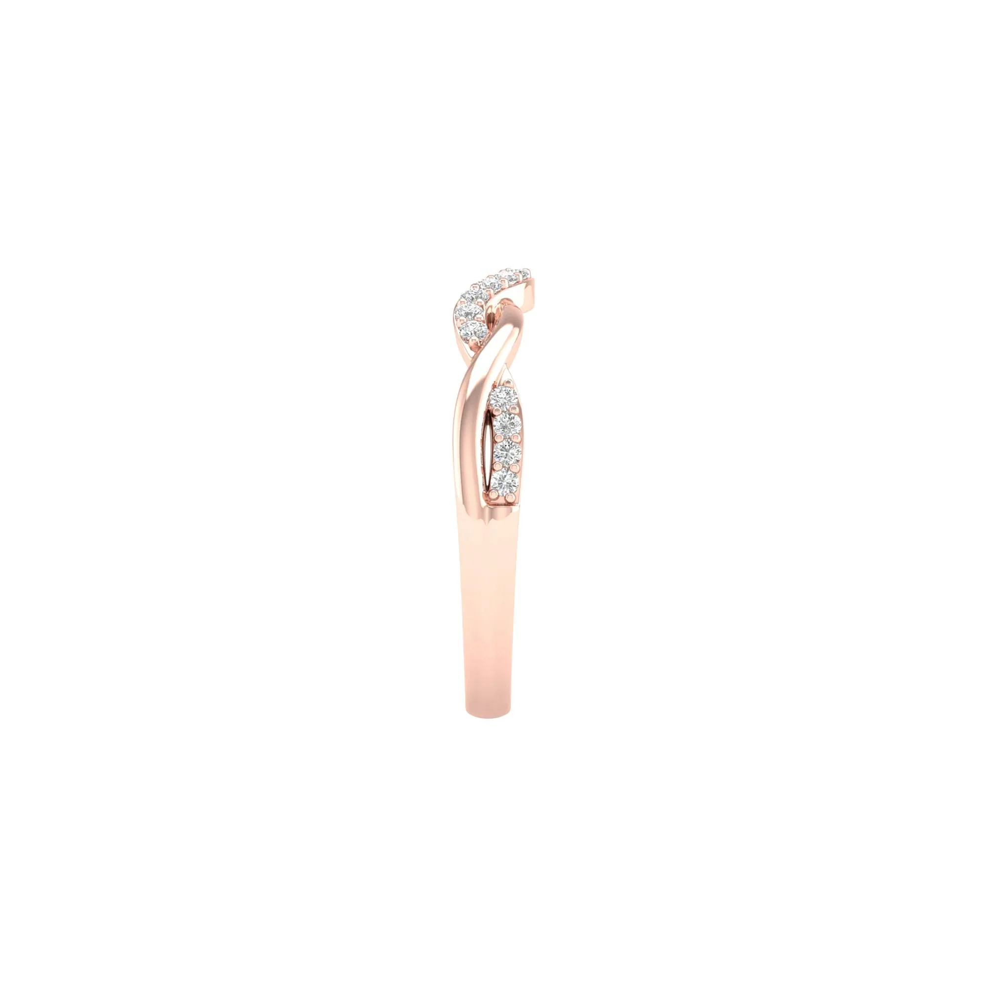 1/7 CT. Tw. Diamond Contour Twist Band Ring 14K Rose Gold Round Brilliant Cut Size 5 2mm - Image 3