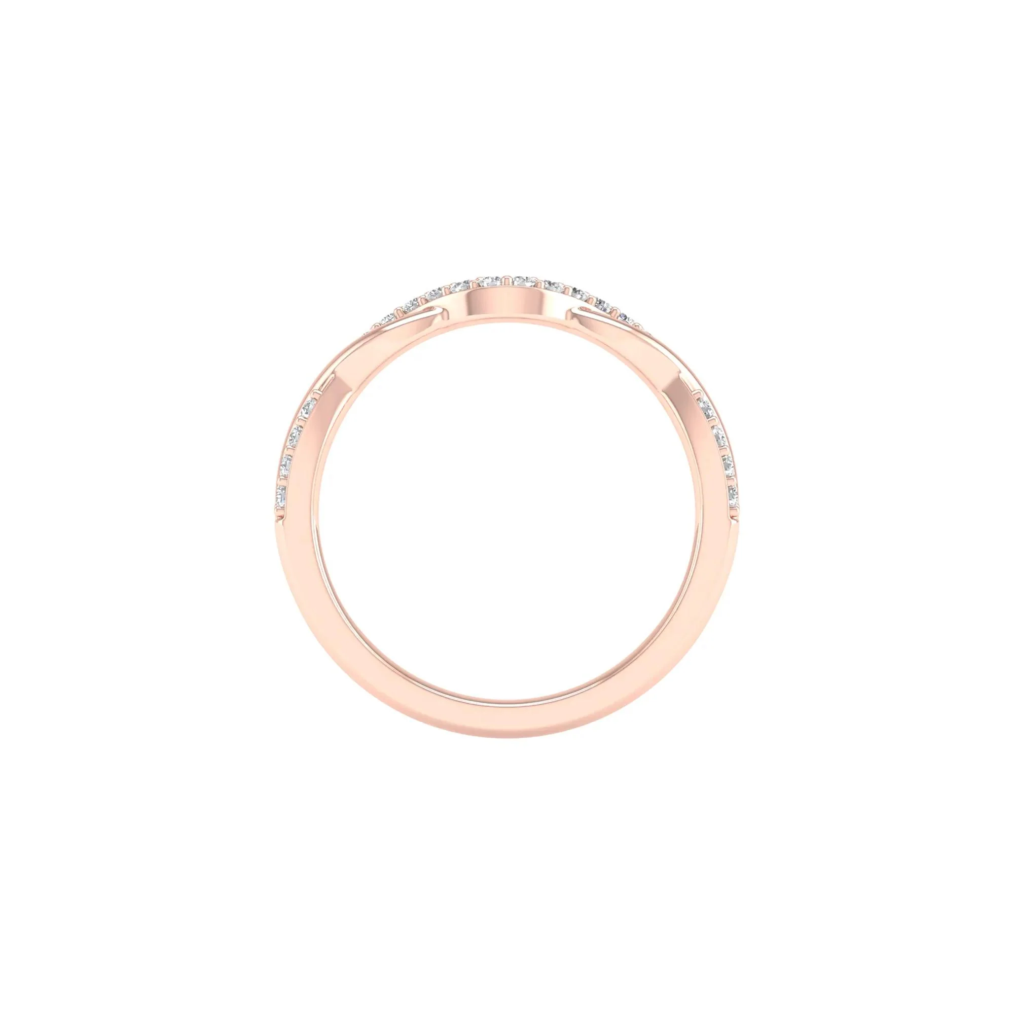 1/7 CT. Tw. Diamond Contour Twist Band Ring 14K Rose Gold Round Brilliant Cut Size 6 2mm - Image 2