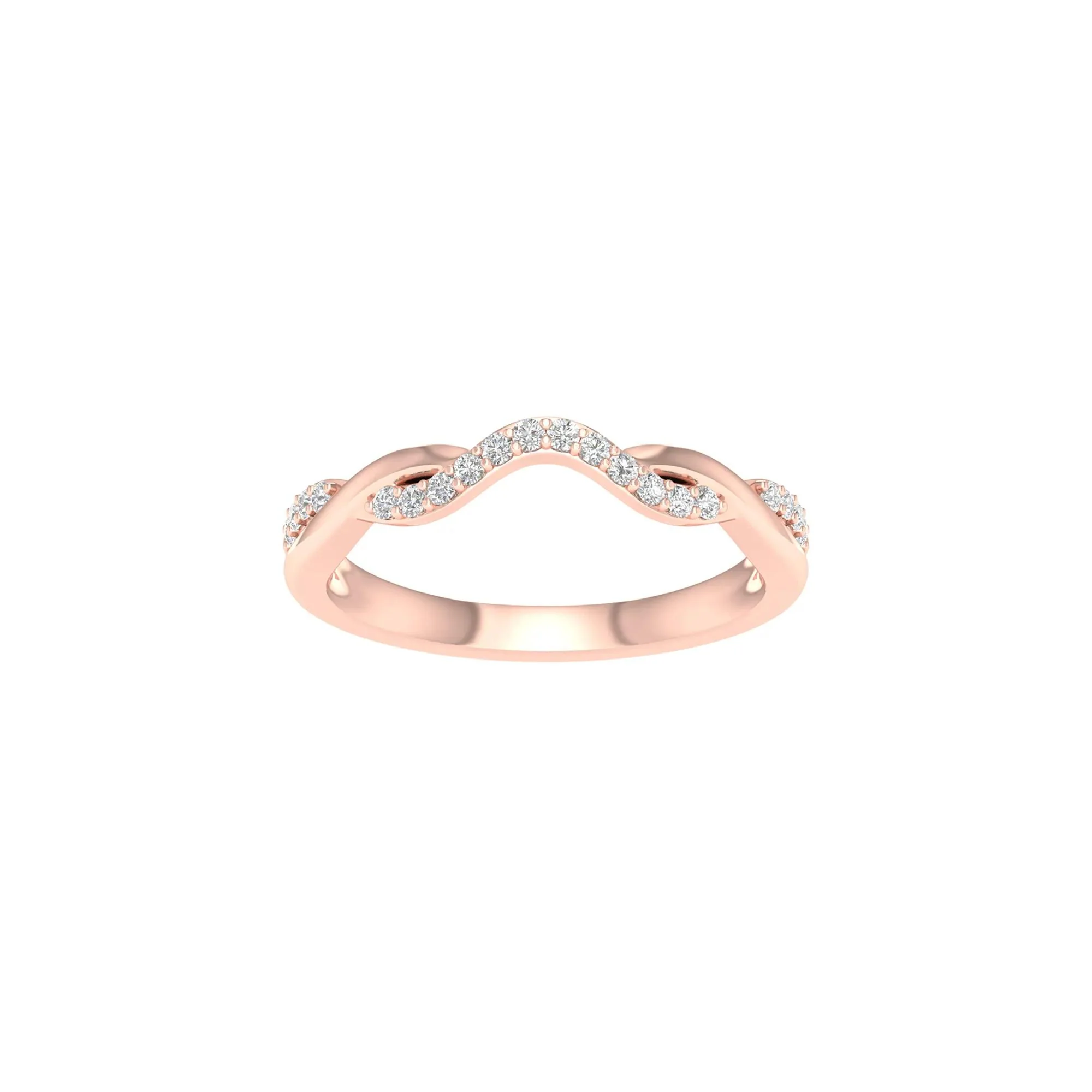 1/7 CT. Tw. Diamond Contour Twist Band Ring 14K Rose Gold Round Brilliant Cut Size 6.5 2mm - Image 4