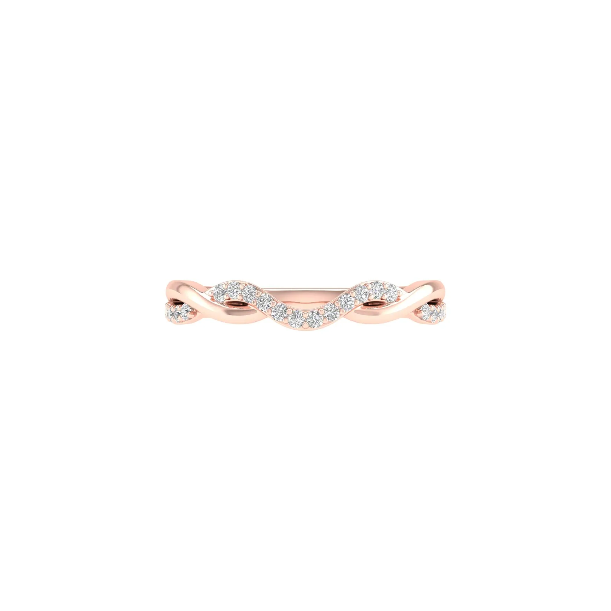 1/7 CT. Tw. Diamond Contour Twist Band Ring 14K Rose Gold Round Brilliant Cut Size 8 2mm