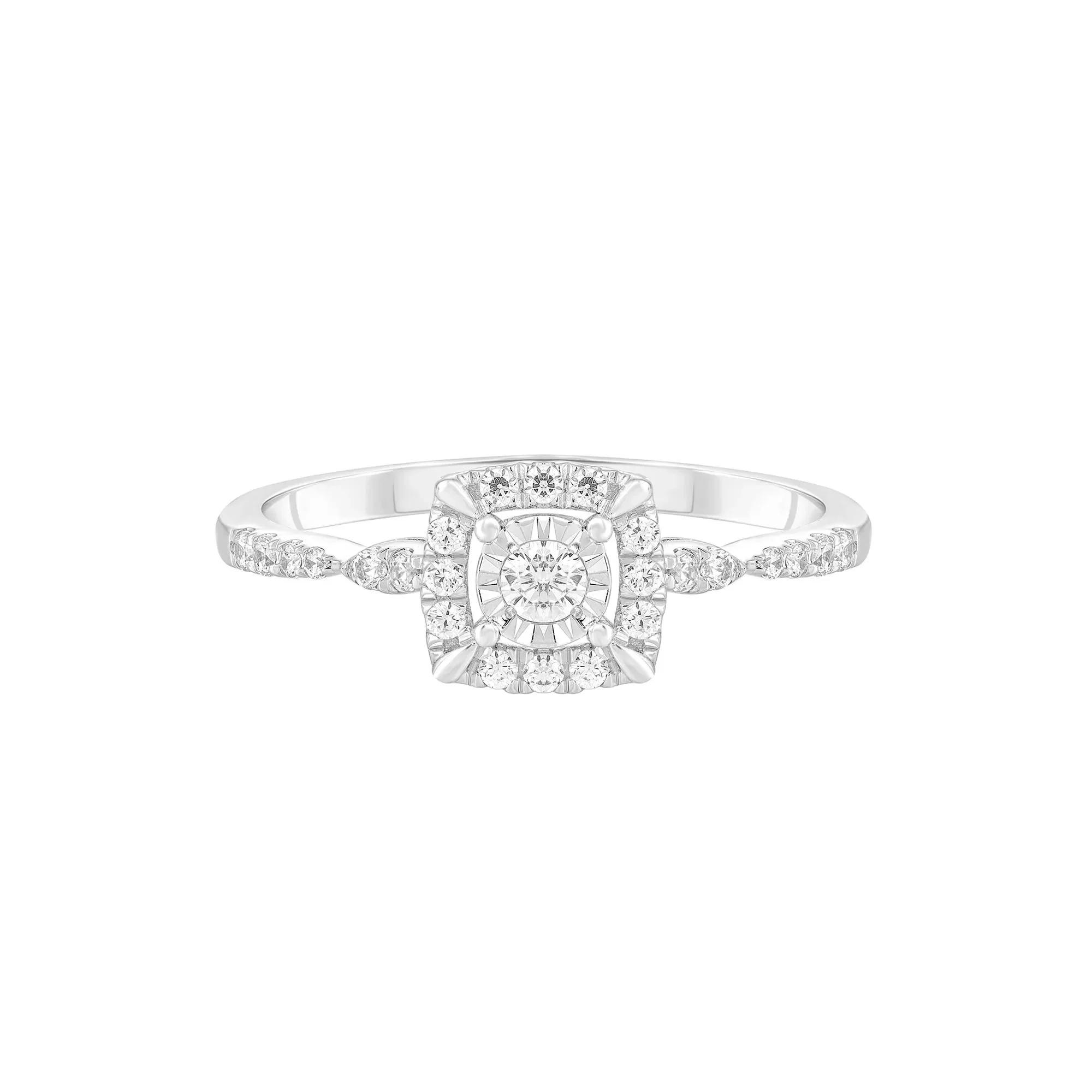 1/4 CT. Tw. Diamond Promise Ring 10K White Gold Round Brilliant Cut Size 7