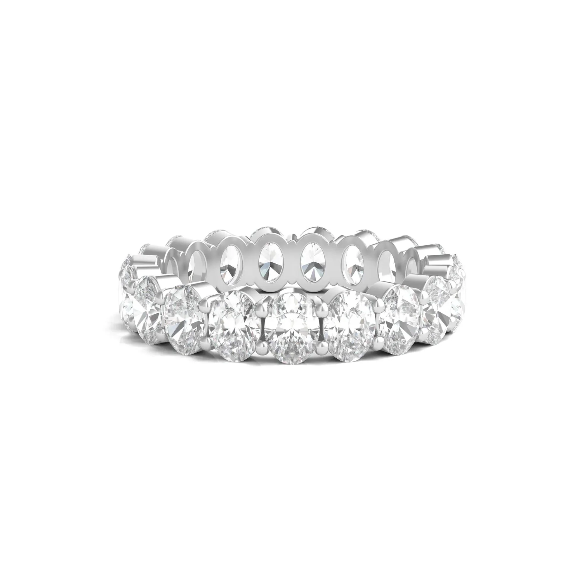 4 CT. Tw. Lab Grown Oval Diamond Eternity Band Ring 14K White Gold Size 9 4mm