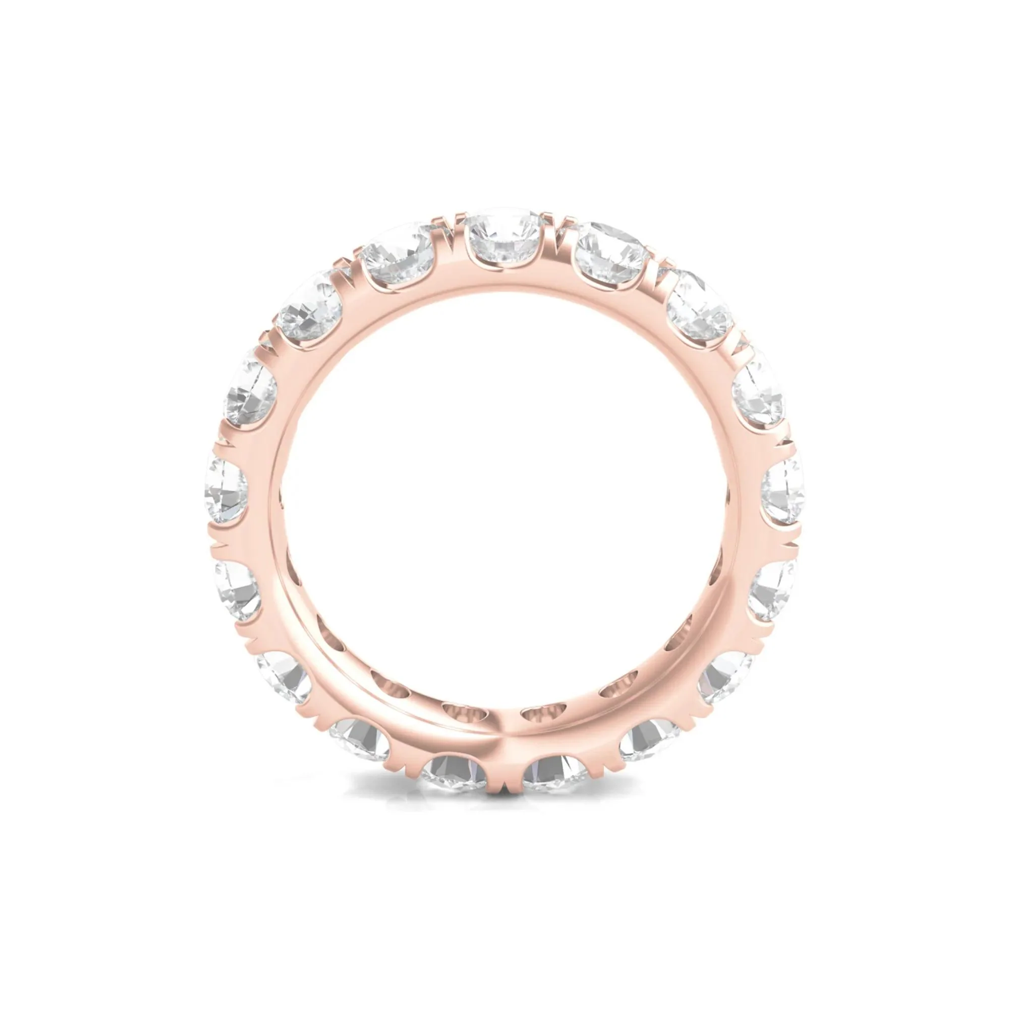 4 CT. Tw. Lab Grown Round Diamond Eternity Band Ring 14K Rose Gold Round Brilliant Cut Size 6.5 2mm - Image 2