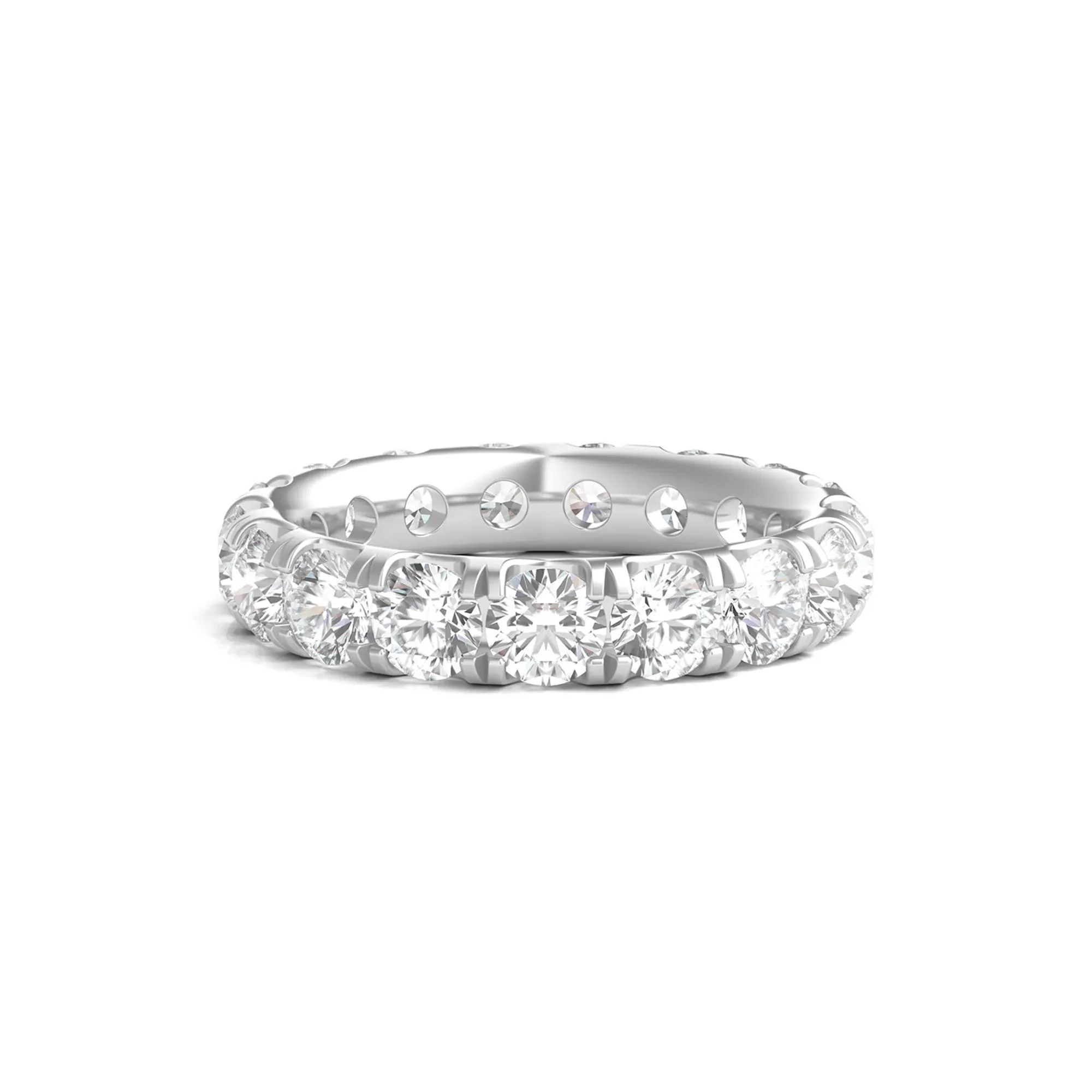 4 CT. Tw. Lab Grown Round Diamond Eternity Band Ring 14K White Gold Round Brilliant Cut Size 8 2mm